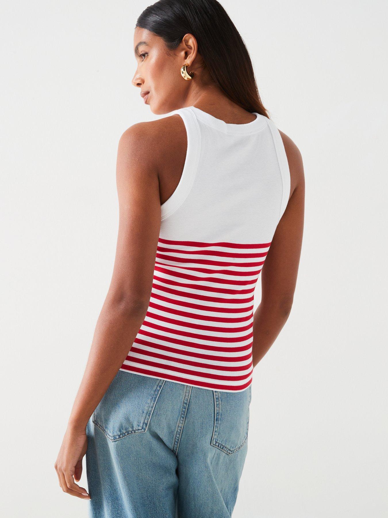 mango-stripe-print-top--whiteredstillFront