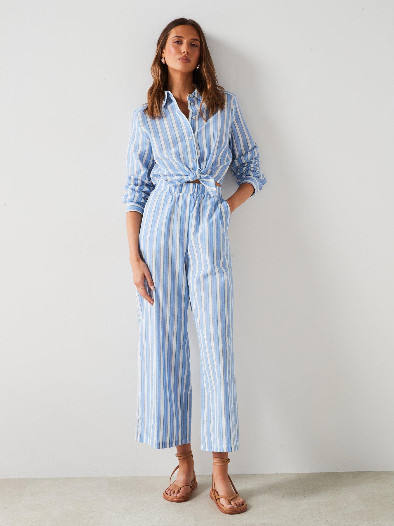 mango-striped-shirt-jumpsuit-blue