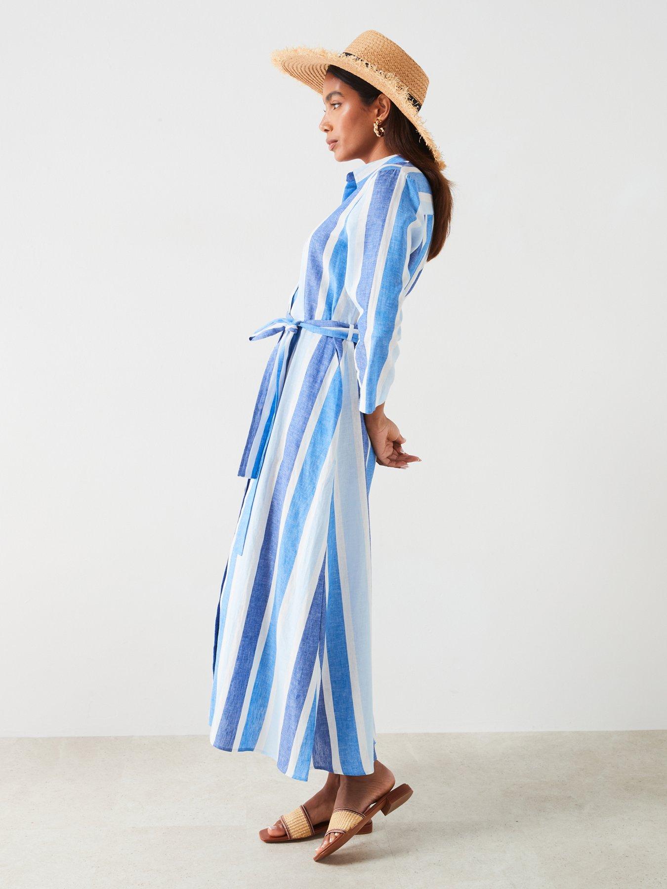 mango-belted-striped-shirt-dress-blueback