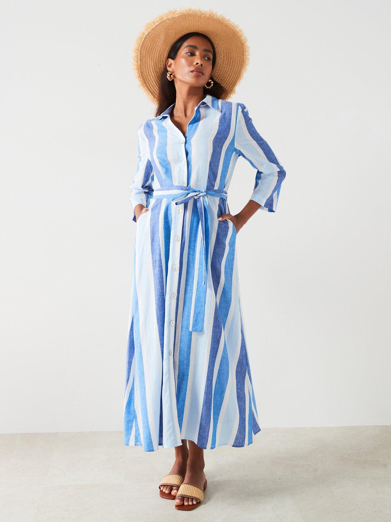 mango-belted-striped-shirt-dress-blueoutfit