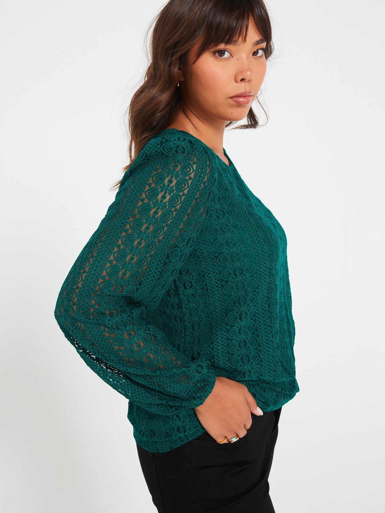 v-by-very-curve-lace-puffed-blouse-greenoutfit