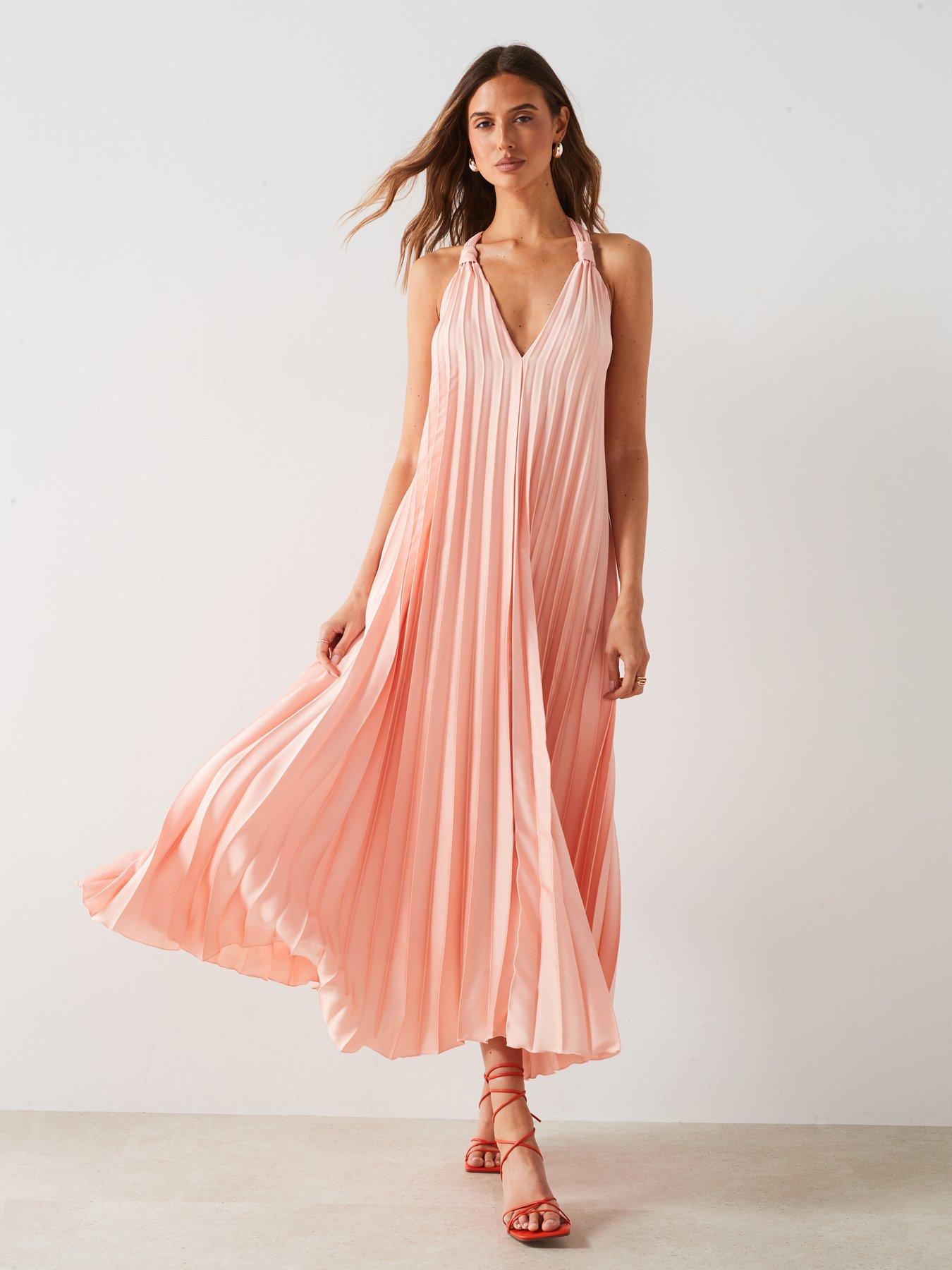 mango-pleated-long-dressfront