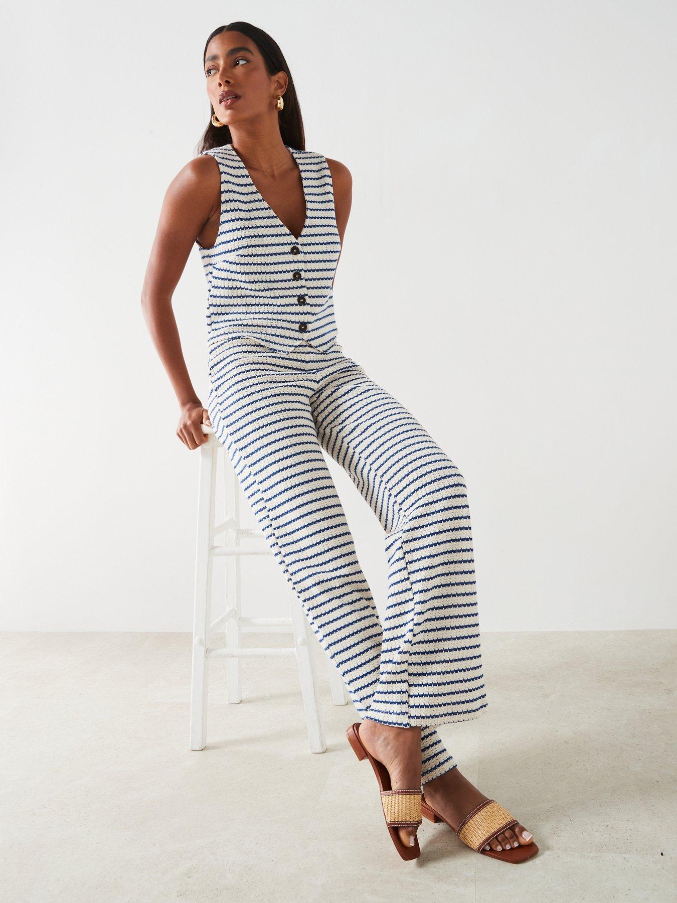 mango-crochet-striped-trousers-bluewhiteoutfit