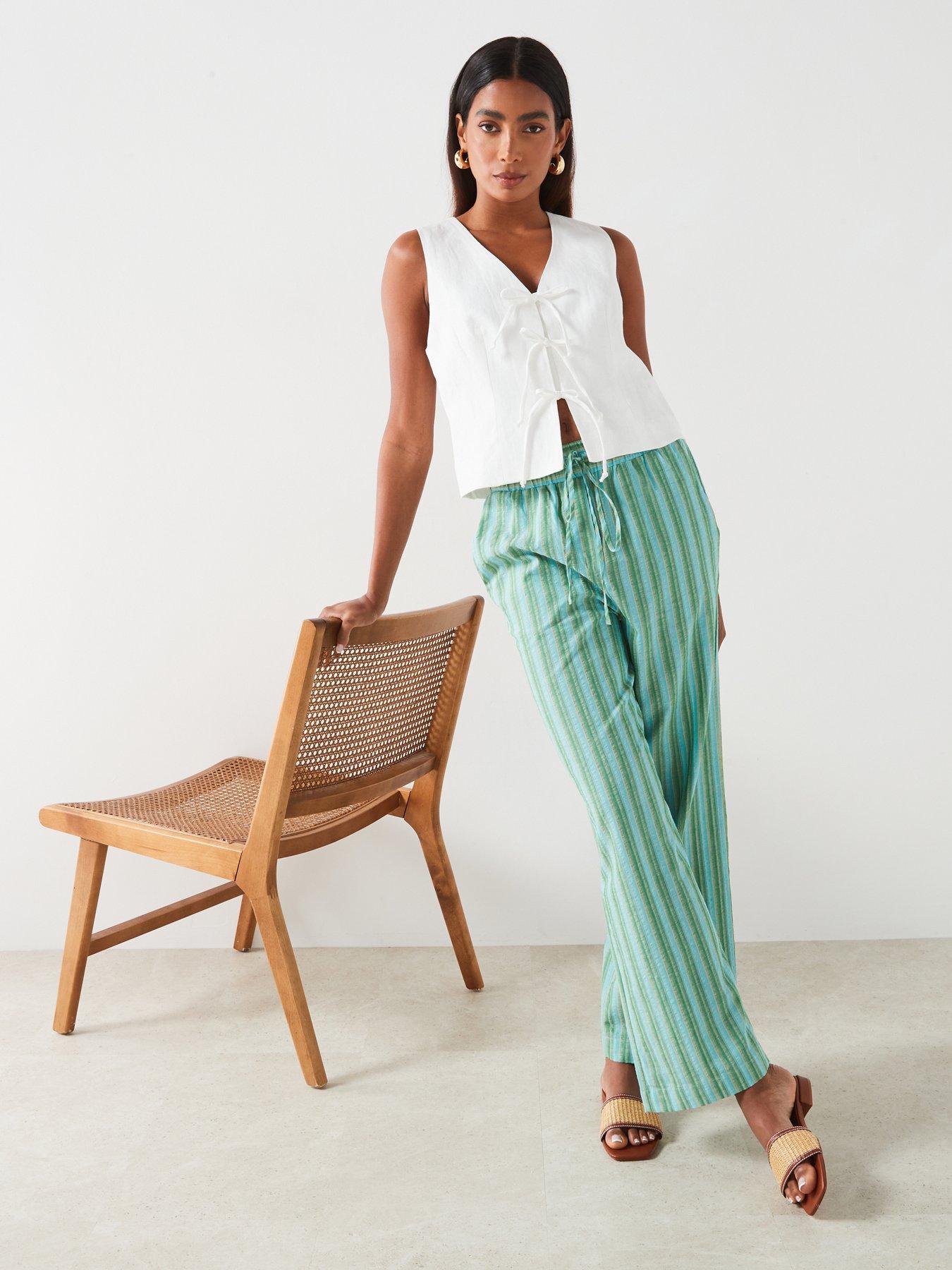 mango-striped-straight-legnbsptrousers-bluegreenback