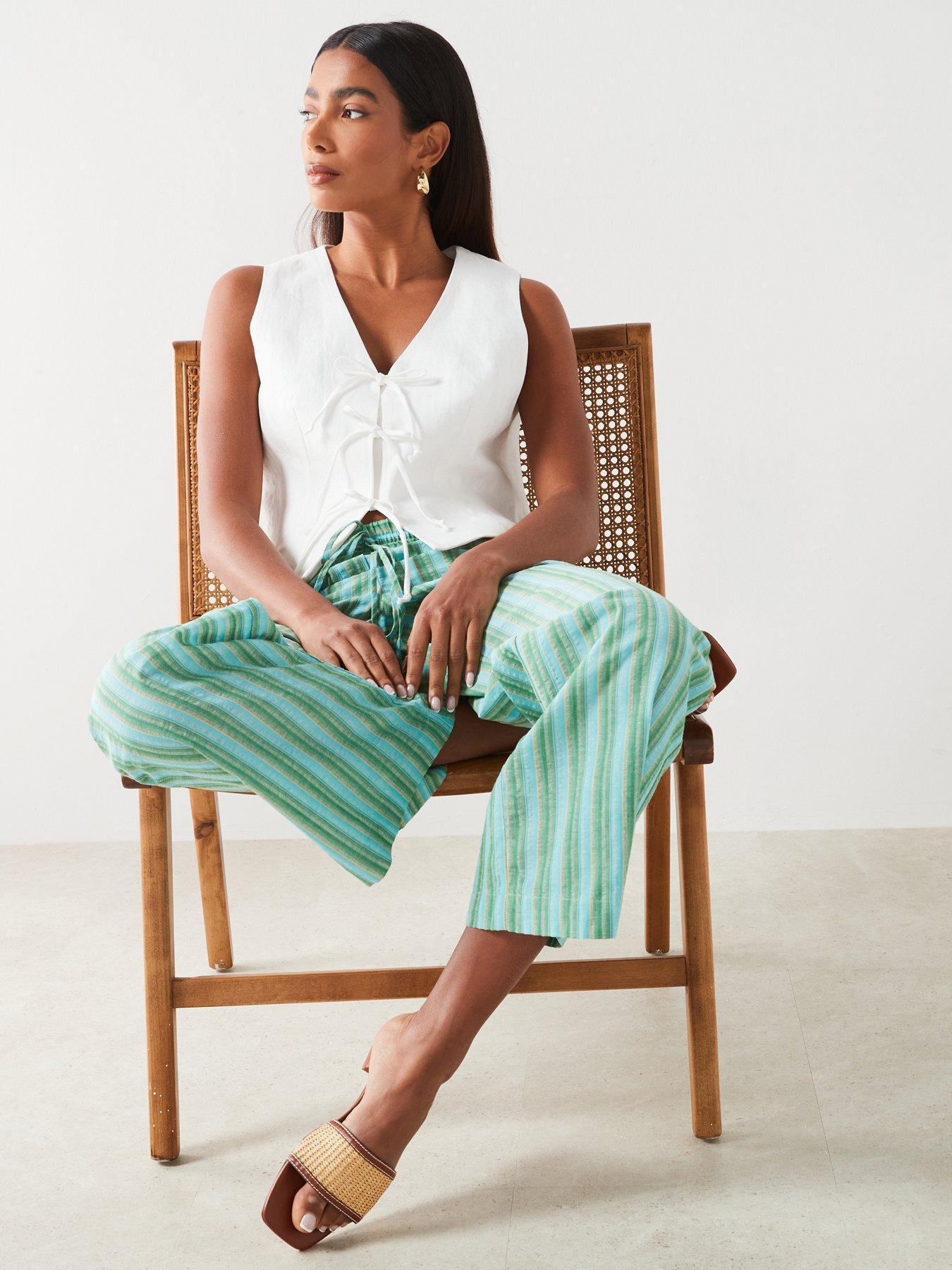 mango-striped-straight-legnbsptrousers-bluegreendetail