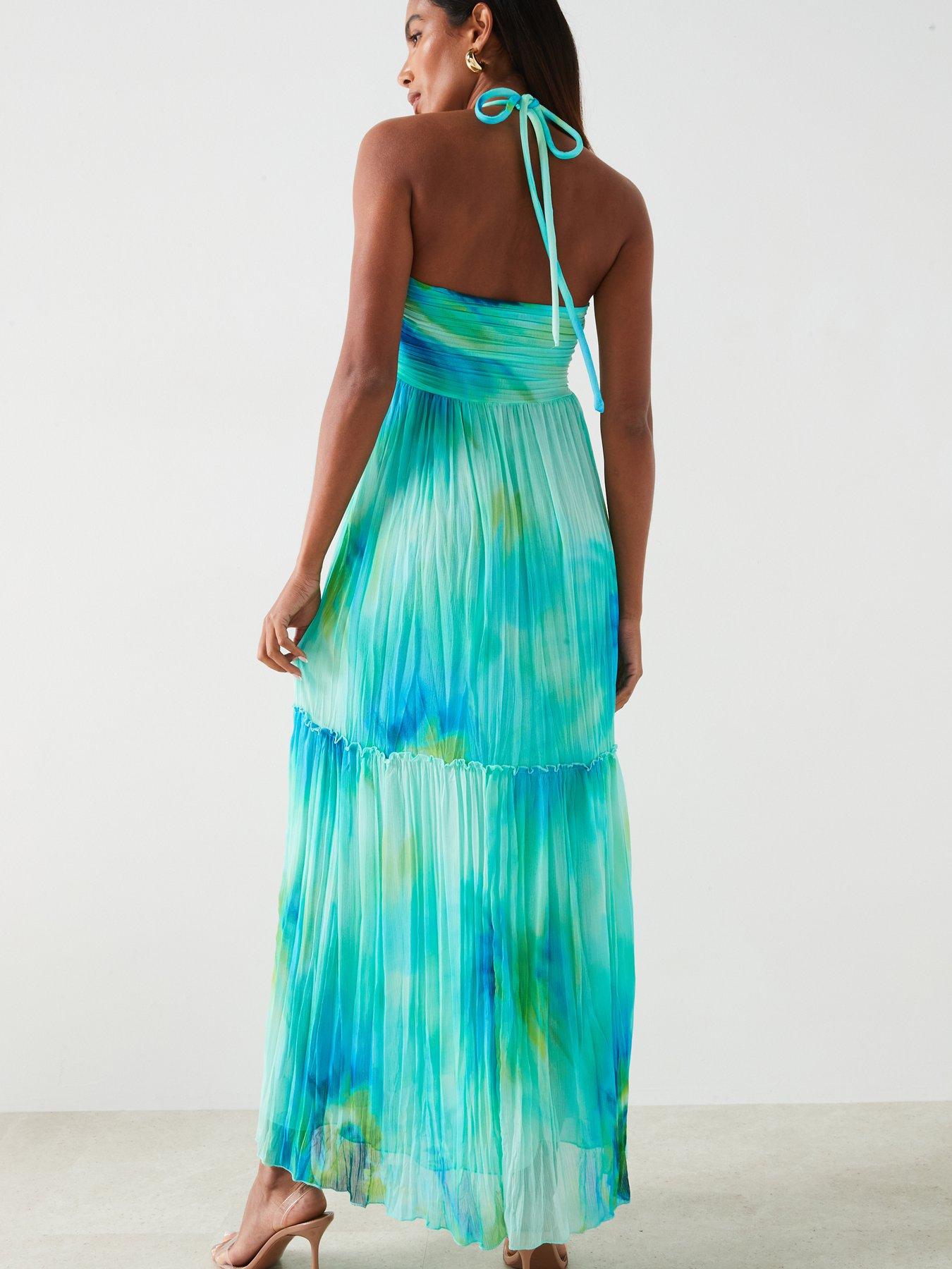 mango-printed-halter-neck-maxi-dress-turquoiseoutfit