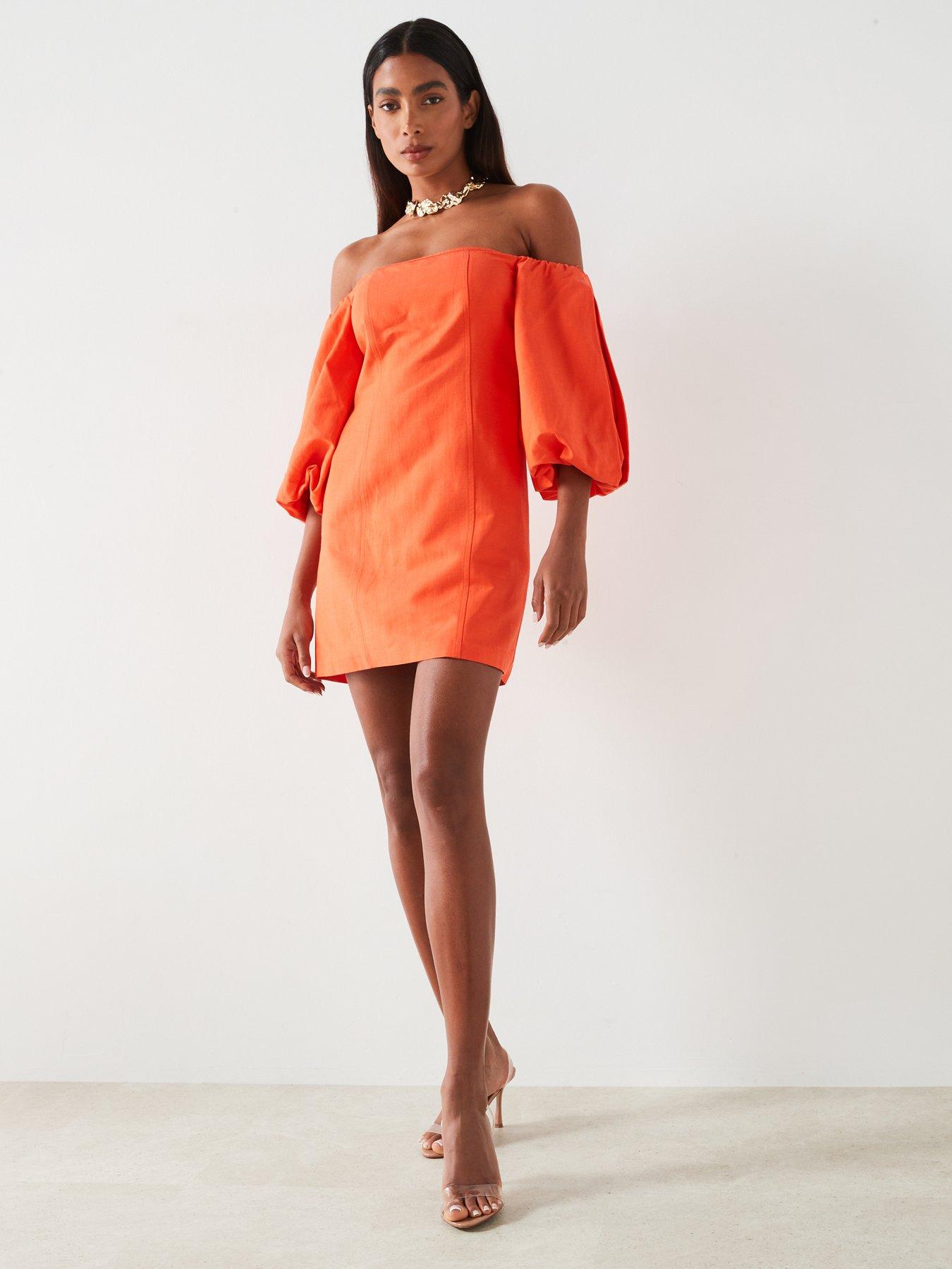 mango-tulipa-bardot-mini-dress-orangeback