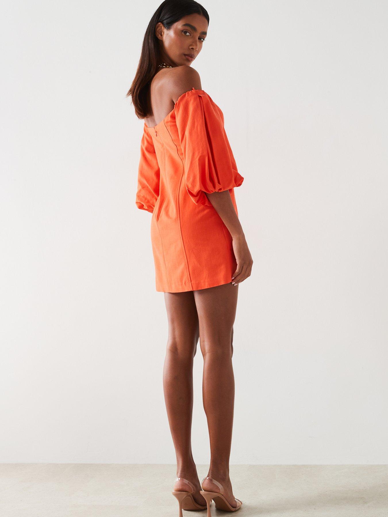 mango-tulipa-bardot-mini-dress-orangedetail