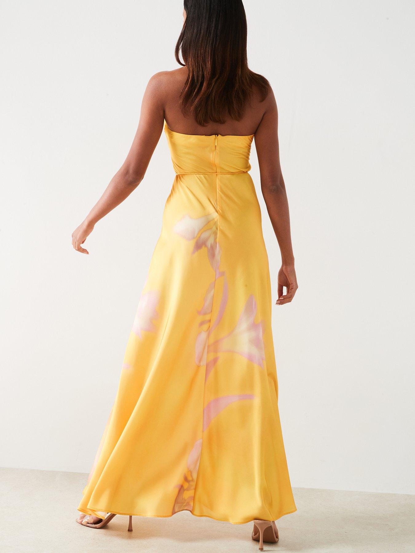 Mango Floral Print Satin Maxi Dress Yellow Very Ireland