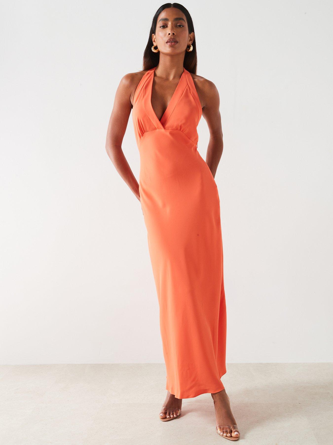 Bristol Halter Neck Maxi Dress Orange