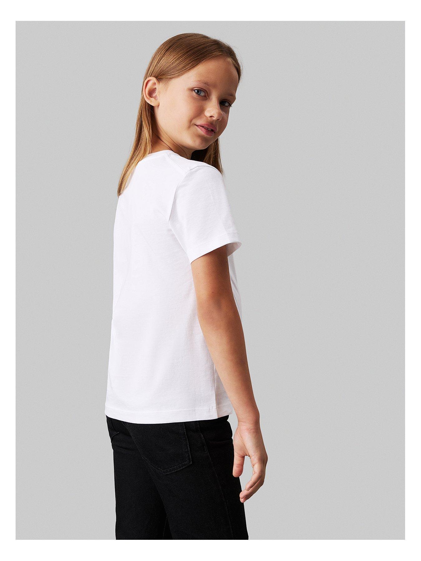Image 3 of 4 of Calvin Klein Jeans Kids Calvin Klein Monogram Short Sleeve T-Shirt - White