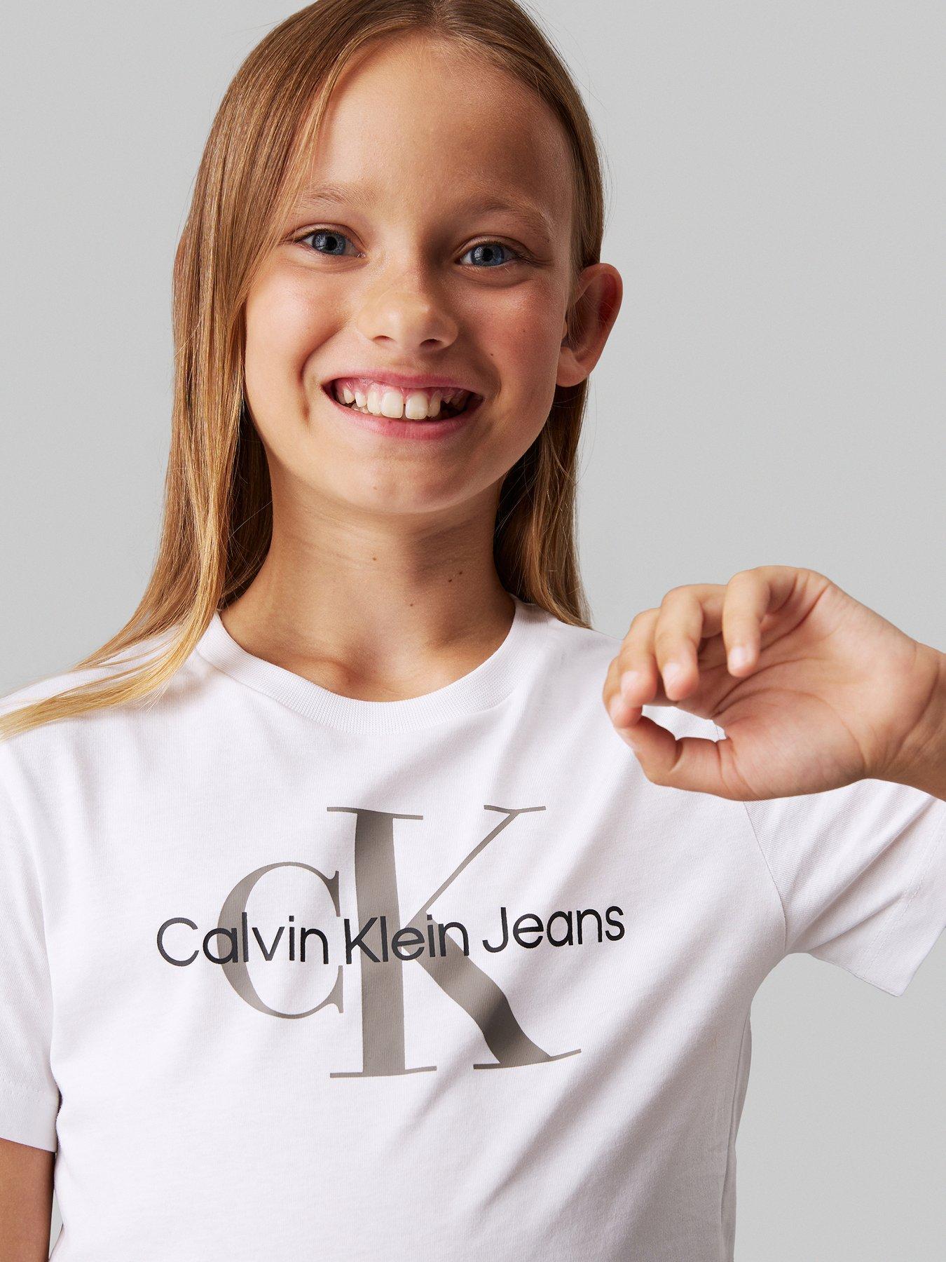 Image 4 of 4 of Calvin Klein Jeans Kids Calvin Klein Monogram Short Sleeve T-Shirt - White