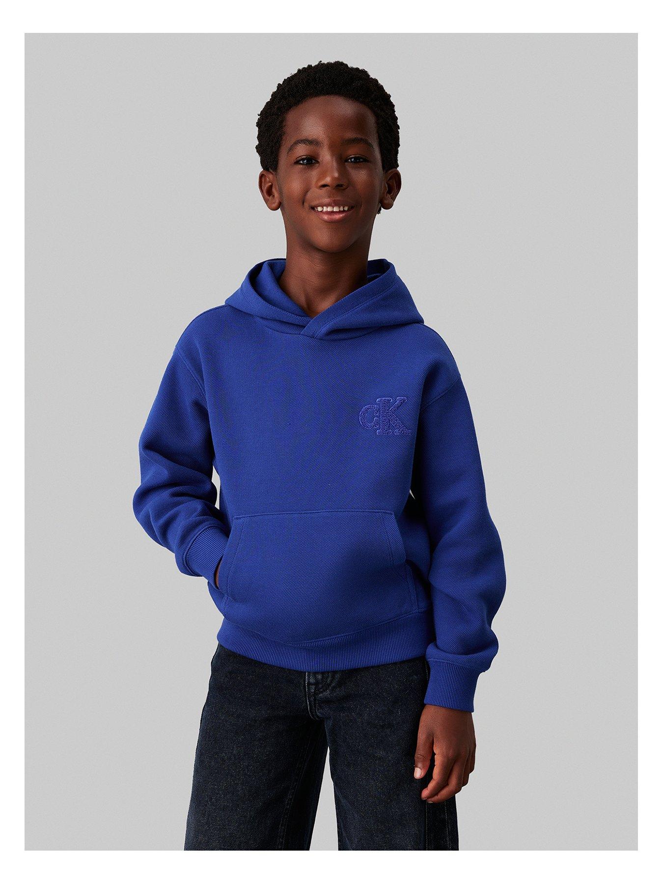 Calvin Klein Jeans Boys Bonded Pique Towel Mono Hoodie Blue Very Ireland