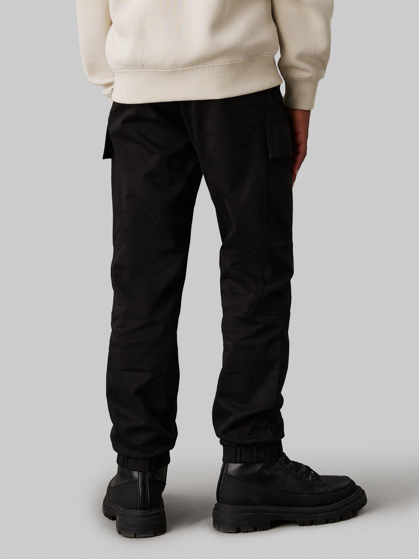 calvin-klein-jeans-boys-essential-woven-cargo-pants-blackstillFront