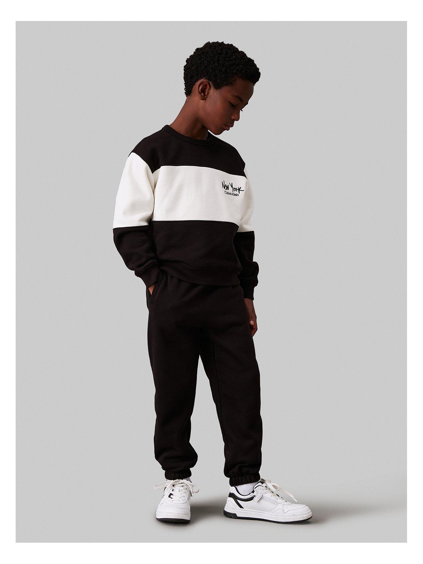 Image of Calvin Klein Jeans Boys Brushed Fleece Colour Block Set - Black