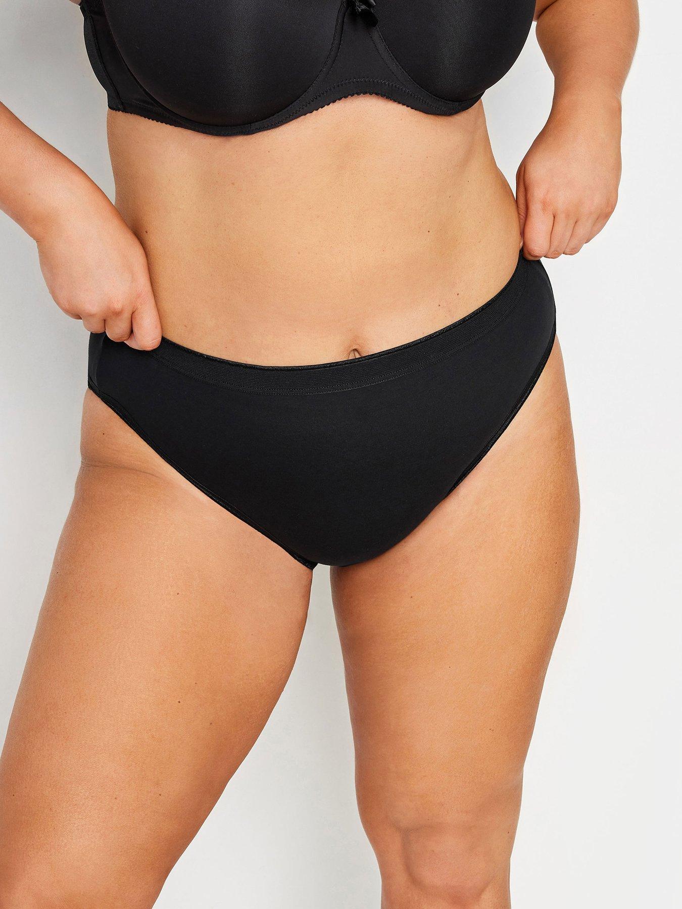 Image of Yours Curve 5 Pack Stretch Hi Leg Brief - Black