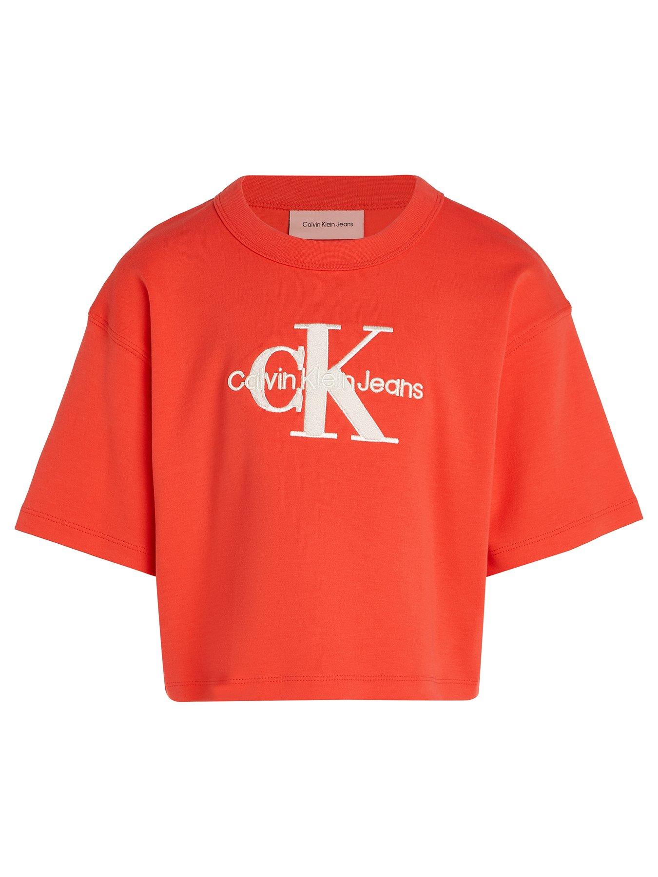 calvin-klein-jeans-girls-teddy-monologo-short-sleeve-t-shirt-red