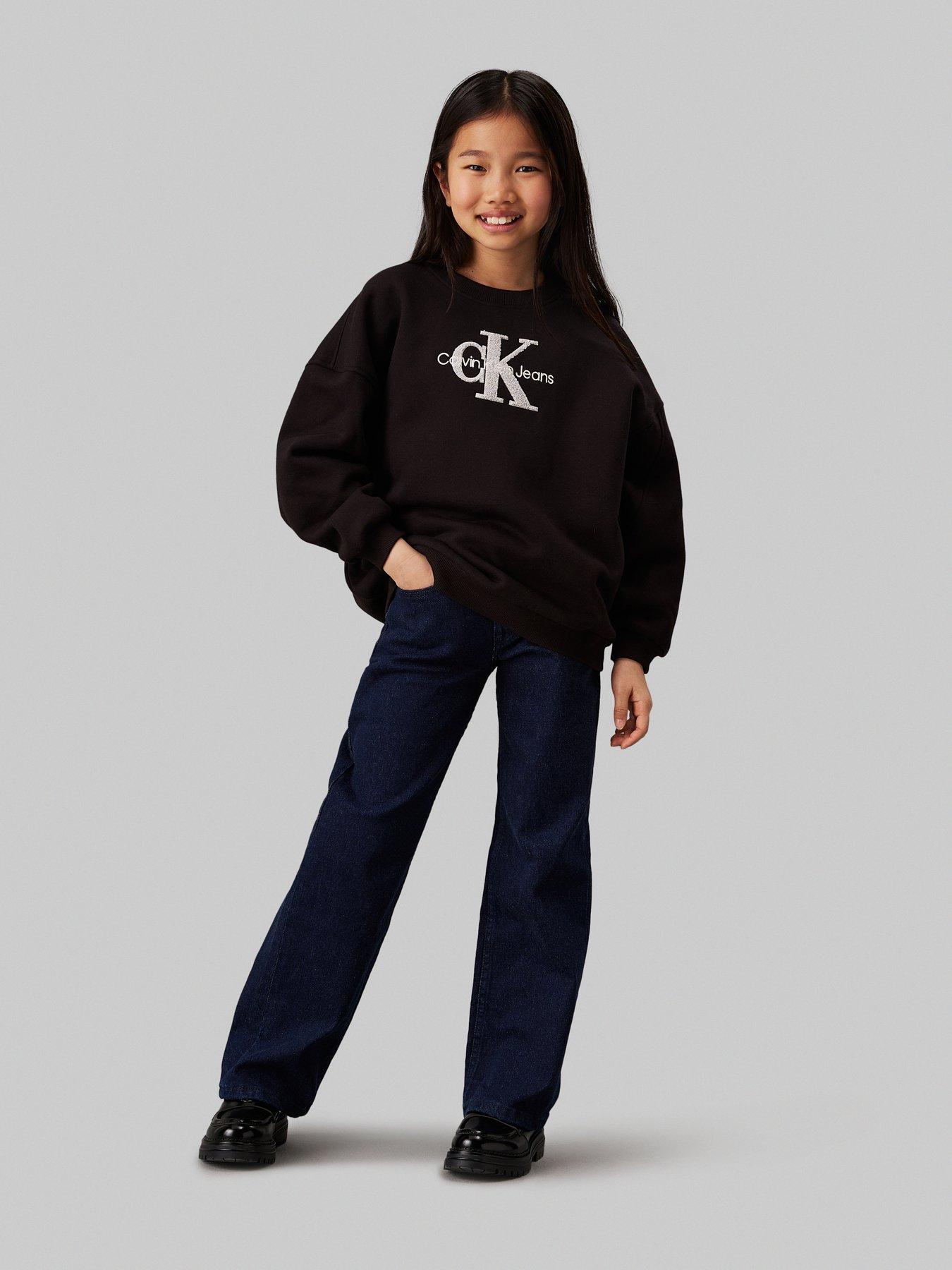 calvin-klein-jeans-girls-teddy-monologo-fleece-sweatshirt-blackstillFront