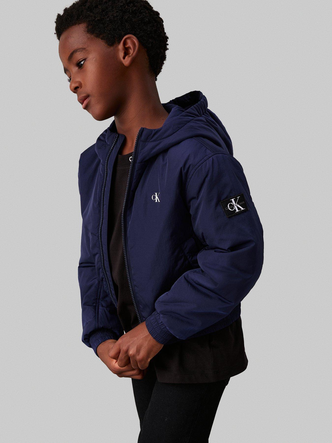 Calvin Klein Jeans Boys Padded Hooded Harrington Jacket Navy Very Ireland