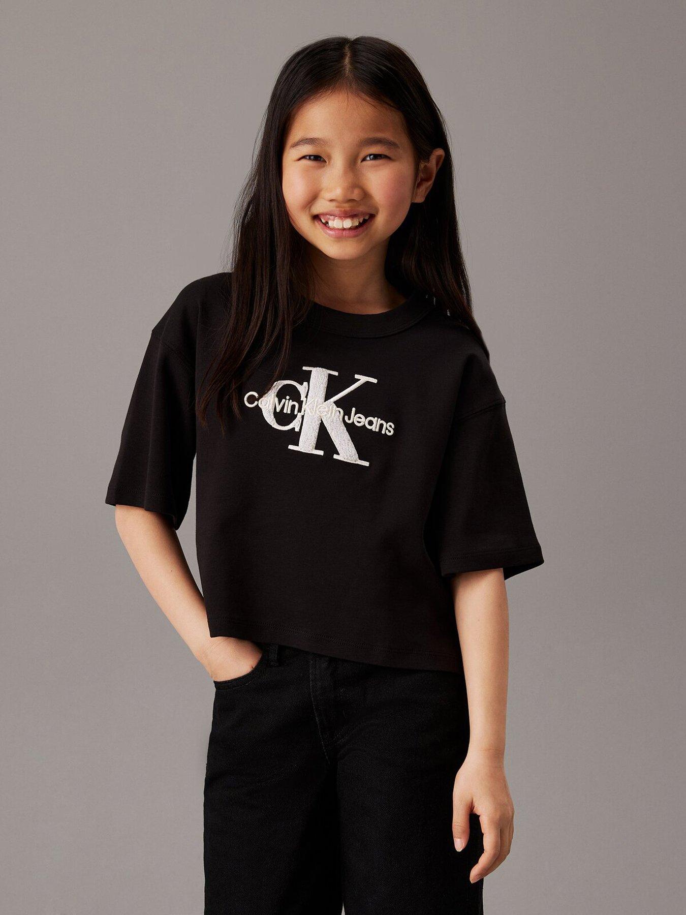 calvin-klein-jeans-girls-teddy-monologo-short-sleeve-t-shirt-blackstillFront