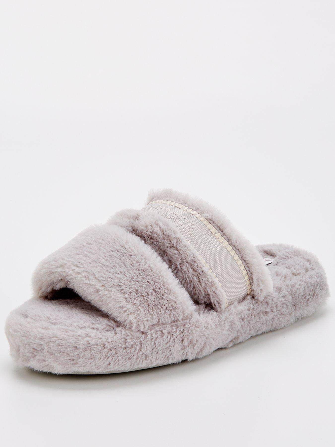 tommy-hilfiger-faux-fur-slip-on-slippers-grey