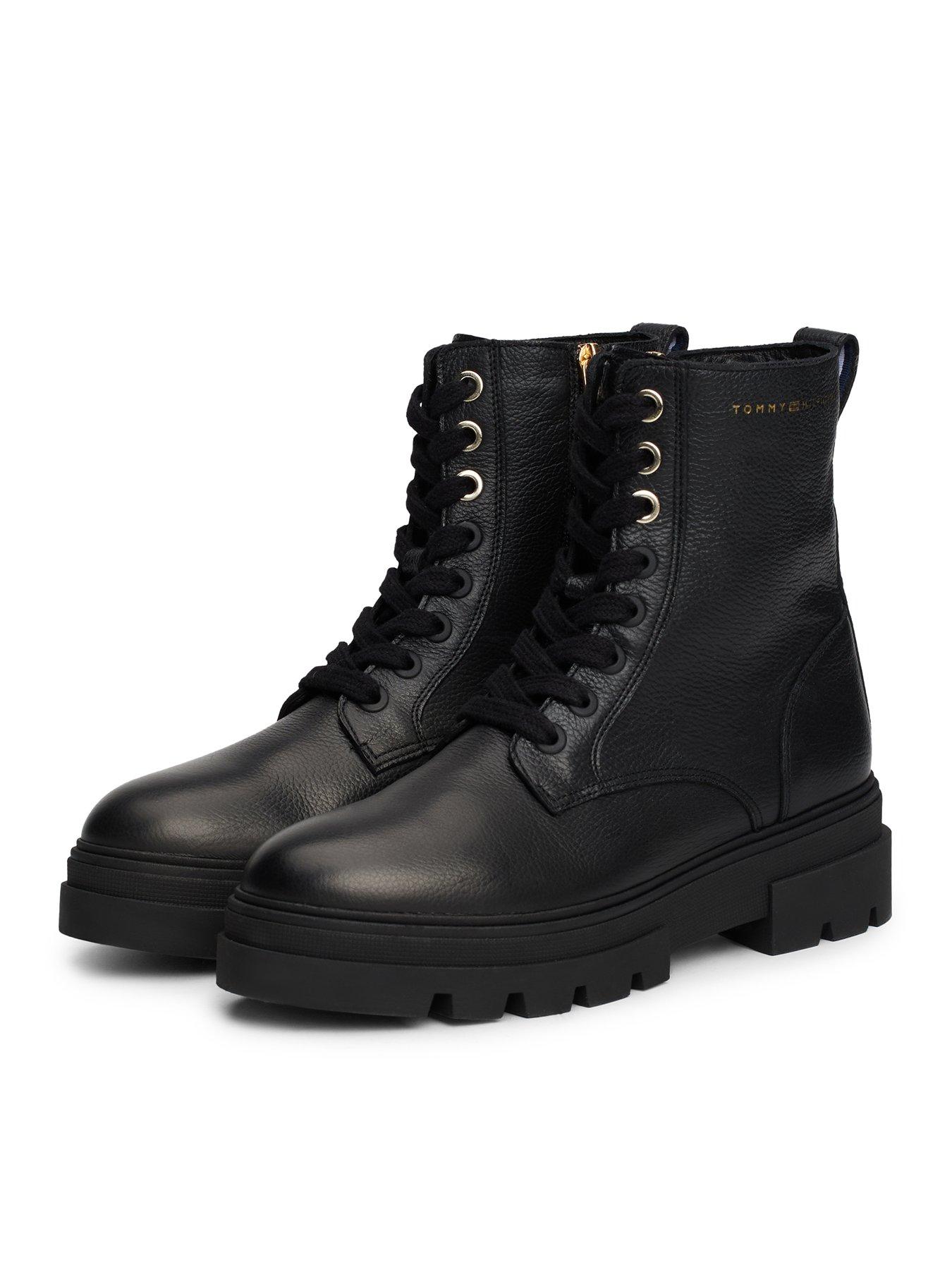 tommy-hilfiger-lace-up-leather-biker-boots-blackstillFront