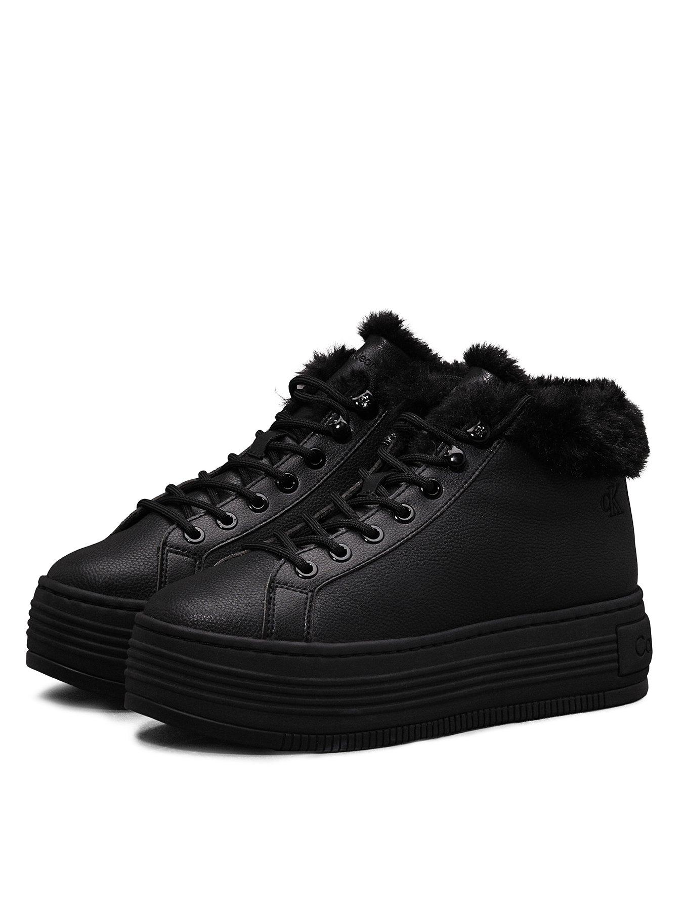 calvin-klein-jeans-fleece-lined-flatform-hi-top-trainers-blackstillFront