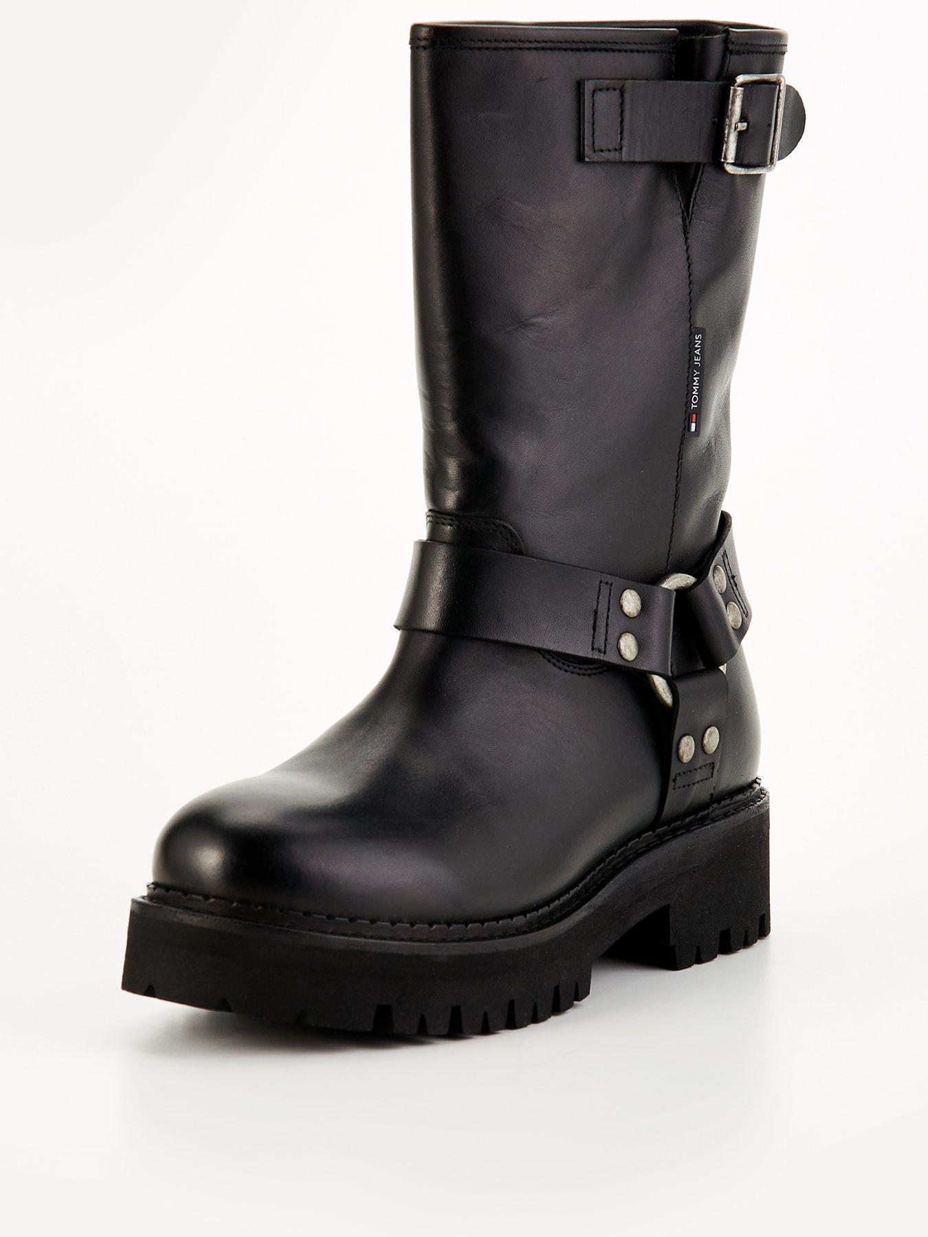 Image 2 of 7 of Tommy Jeans Urban Leather Biker Boots - Black