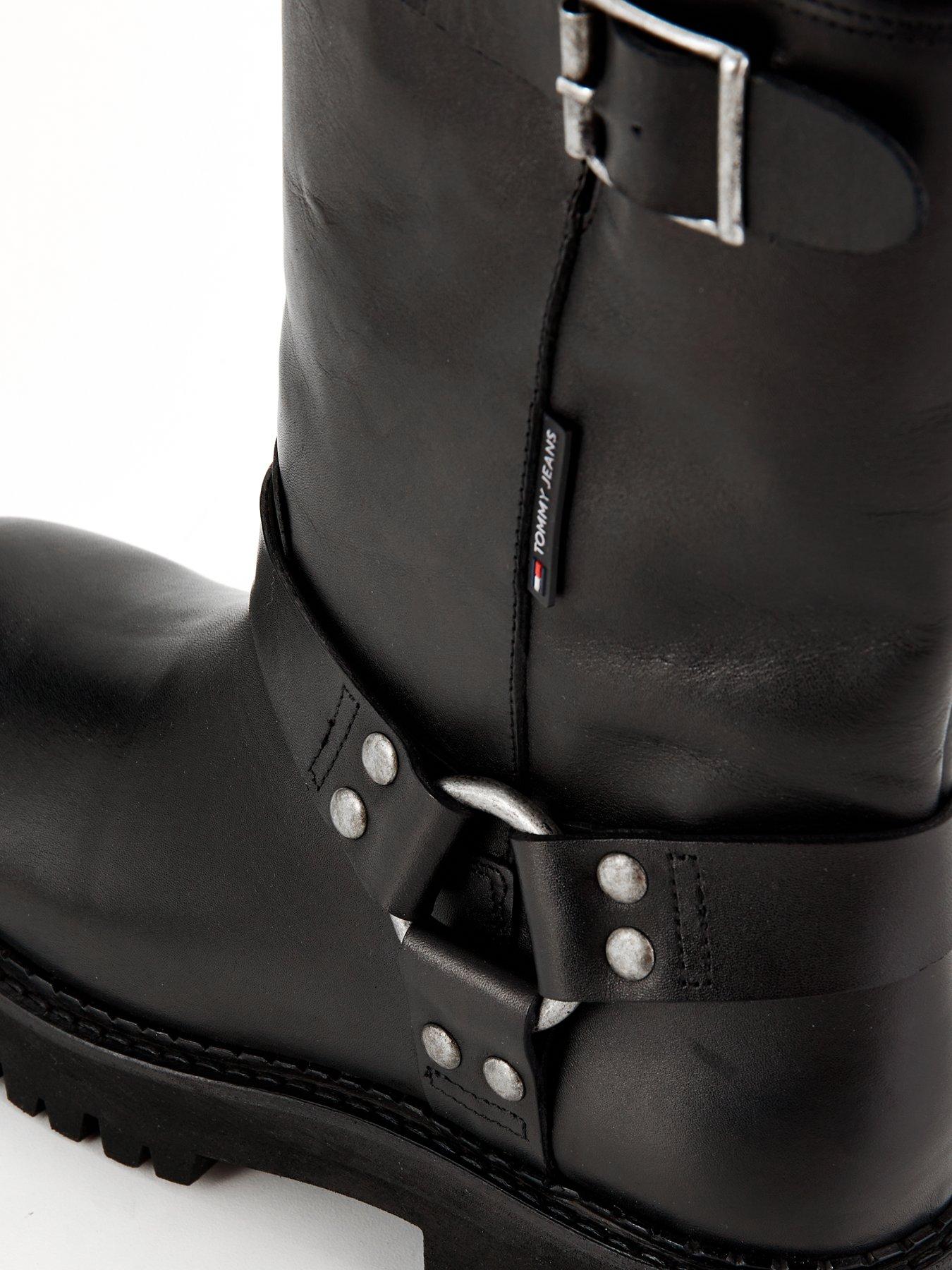 Image 7 of 7 of Tommy Jeans Urban Leather Biker Boots - Black