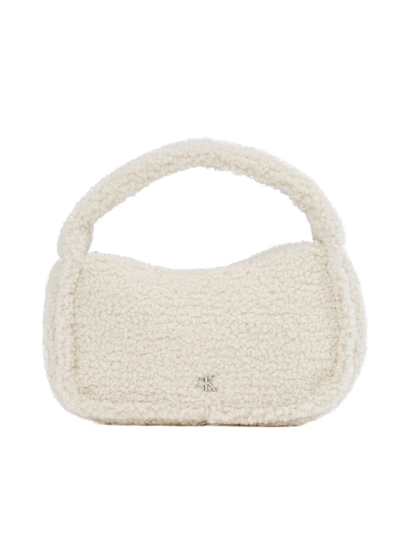 Image of Calvin Klein Jeans Sherpa Mini Zip Bag - Cream