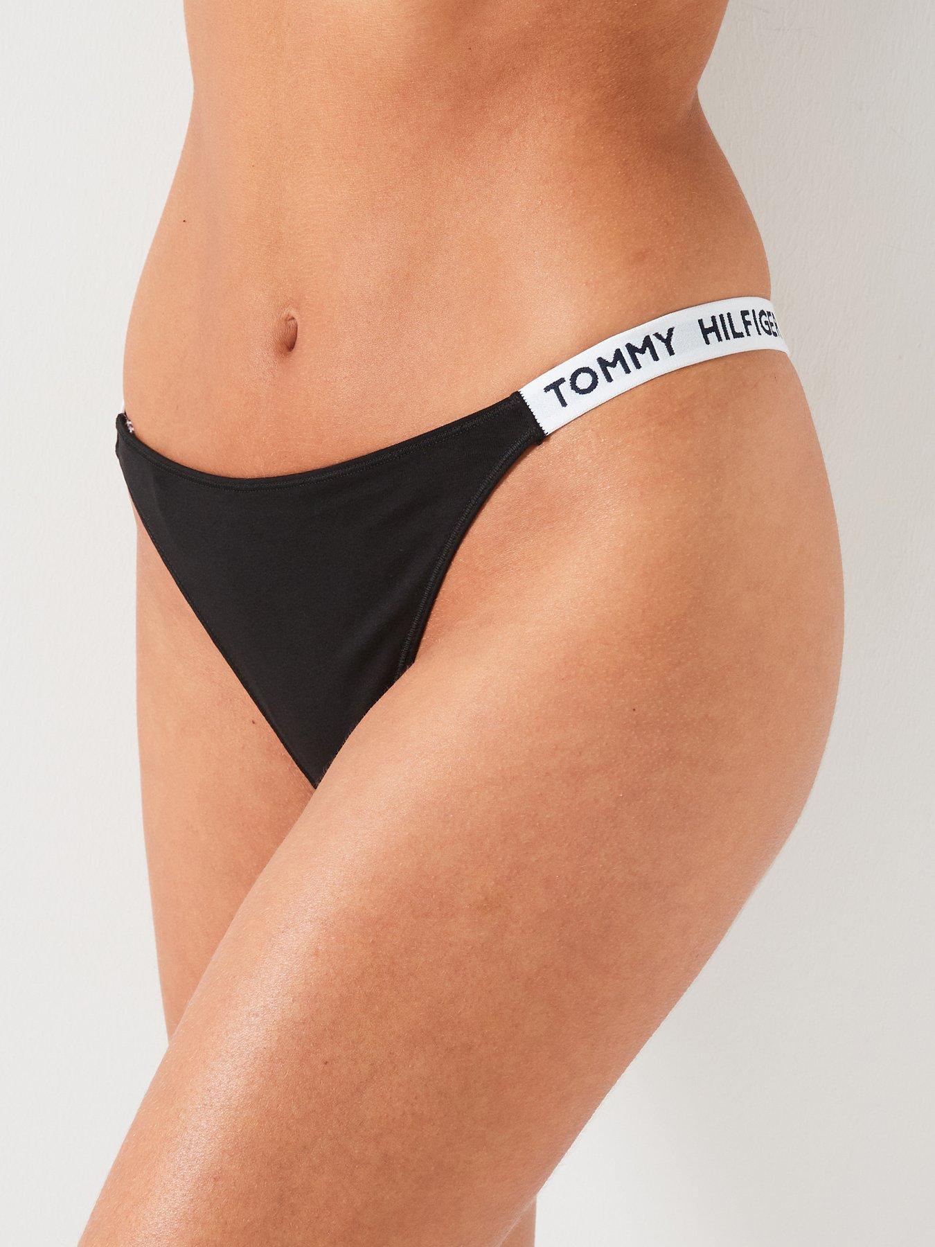 tommy-hilfiger-high-leg-logo-banded-thong-black