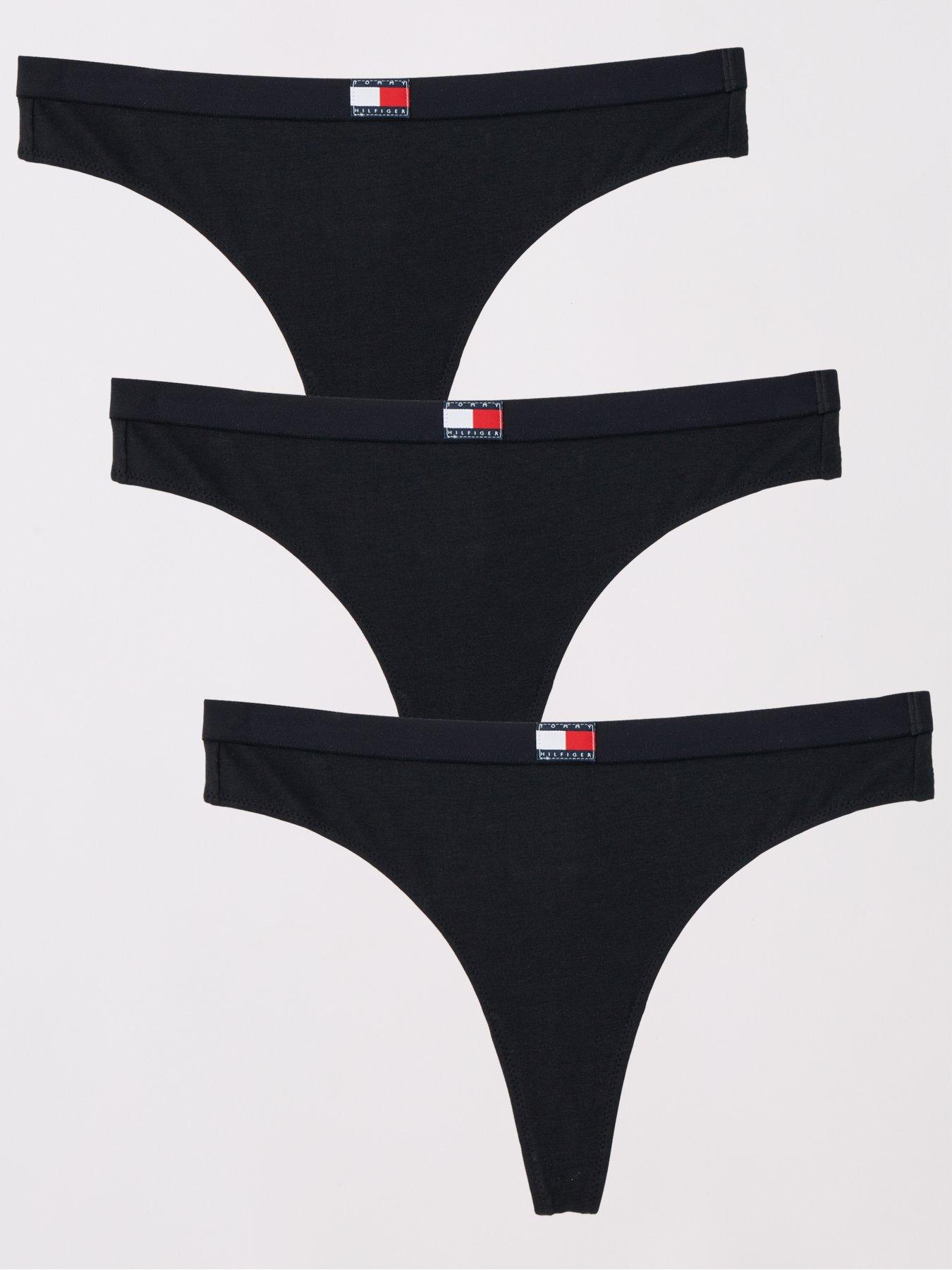 tommy-hilfiger-3-pack-flag-logo-thong-black