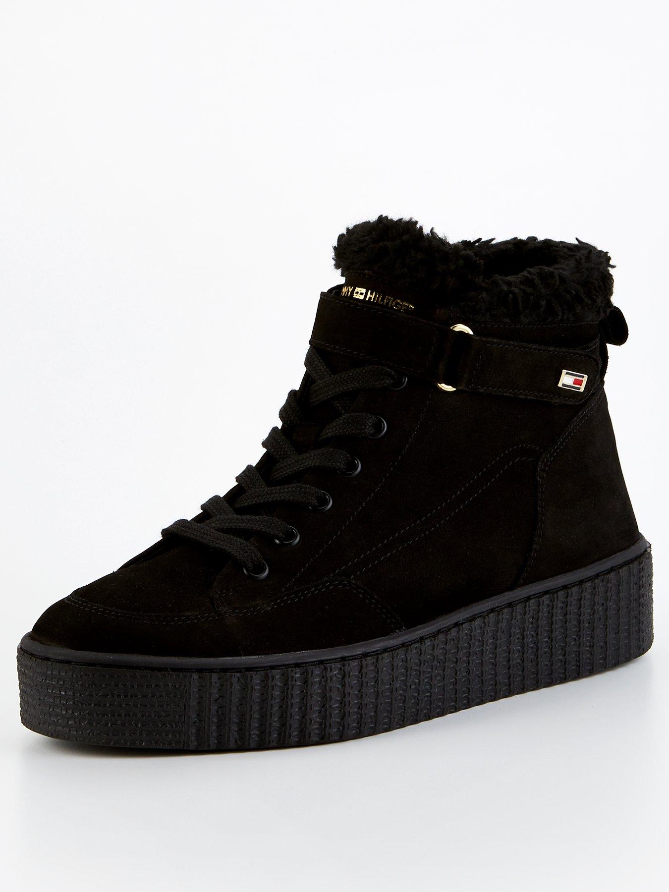 tommy-hilfiger-faux-fur-nubuck-boot-trainers-blackstillFront