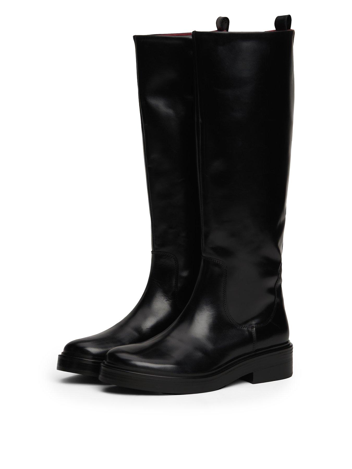 tommy-hilfiger-leather-knee-high-flat-boots-blackstillFront