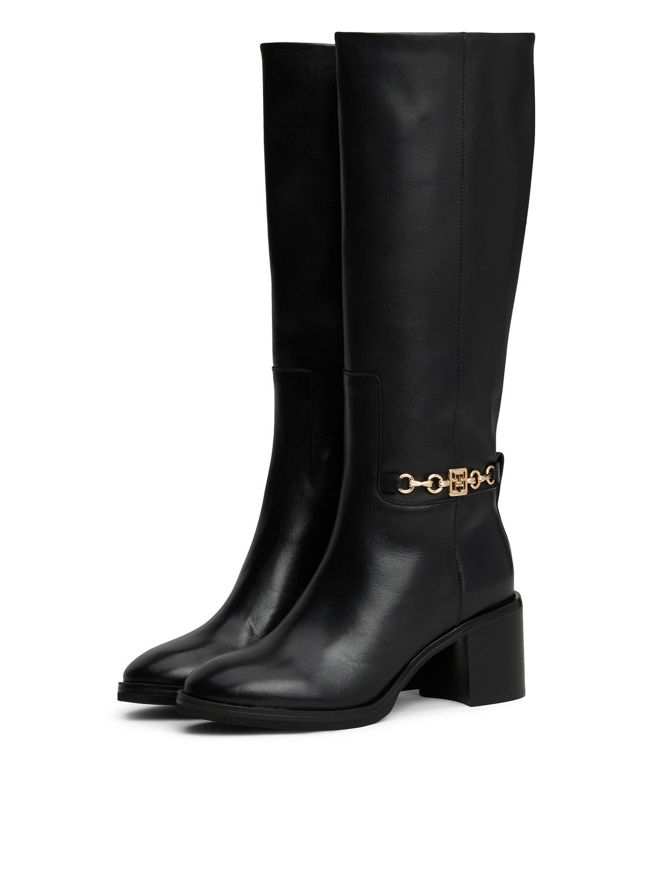 tommy-hilfiger-chain-detail-leather-calf-boots-blackstillFront