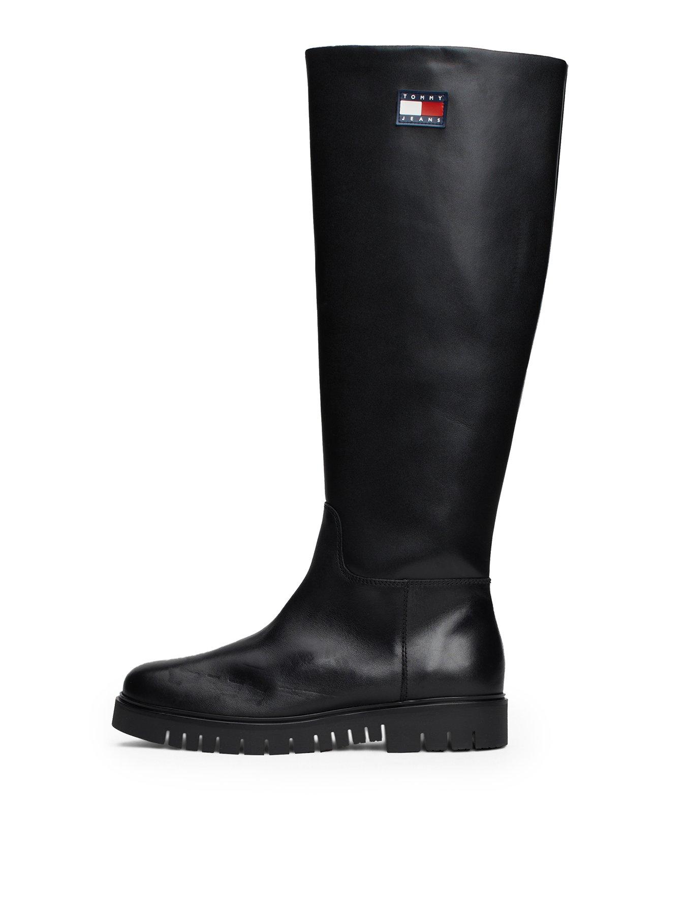 tommy-jeans-leather-cleat-knee-high-boots-black