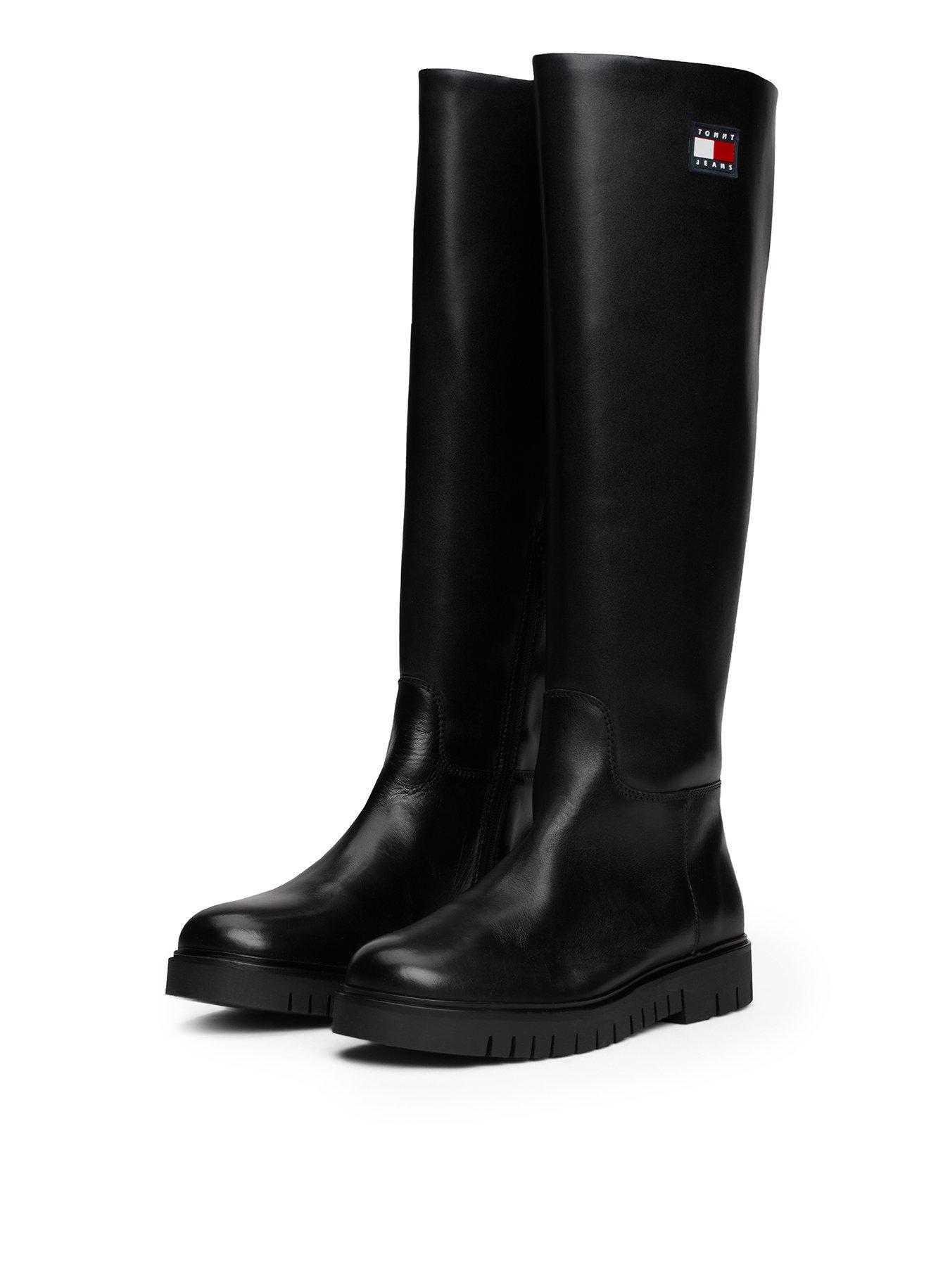 tommy-jeans-leather-cleat-knee-high-boots-blackstillFront