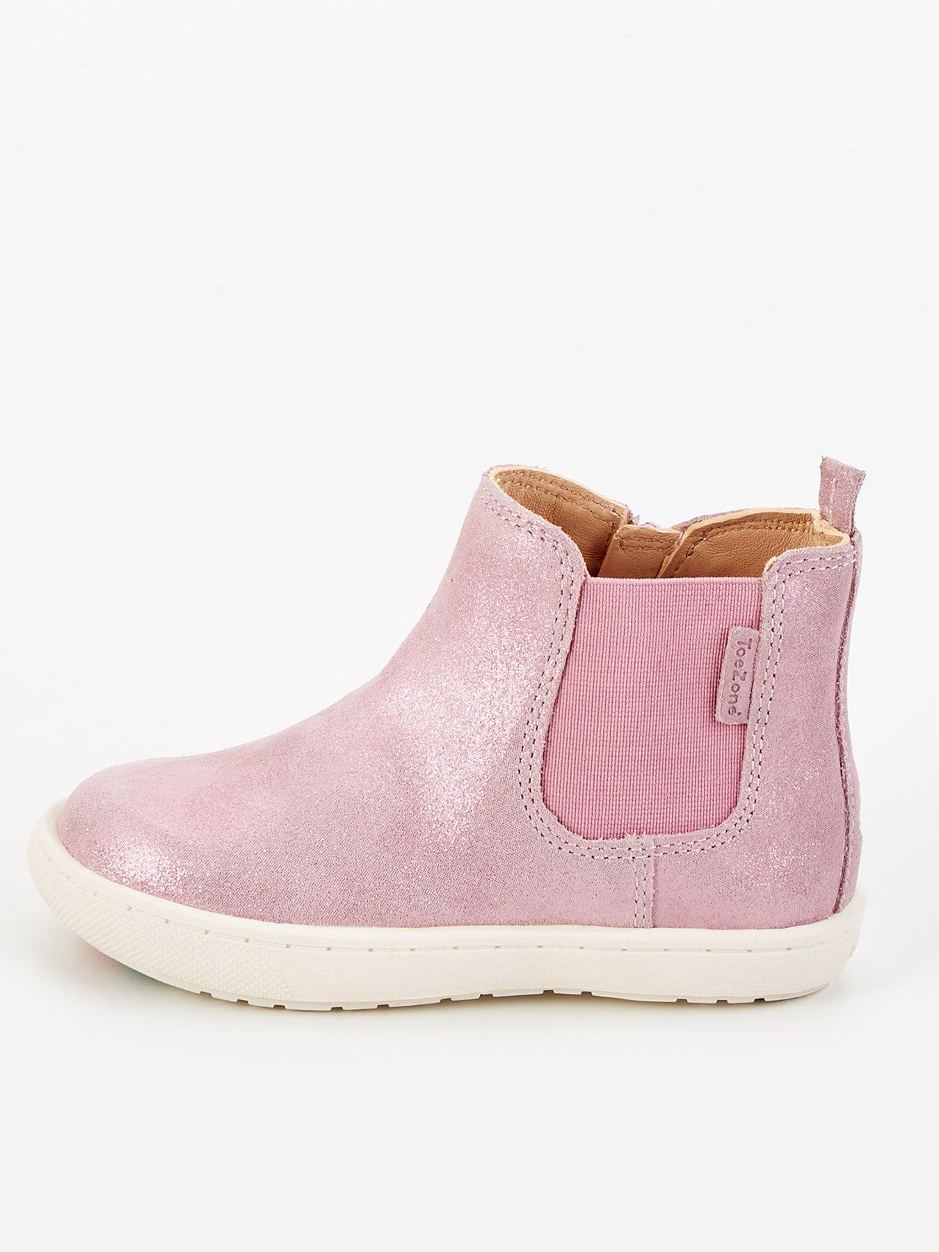 v-by-very-toezone-pre-walker-real-suede-glitter-chelsea-boot-pink