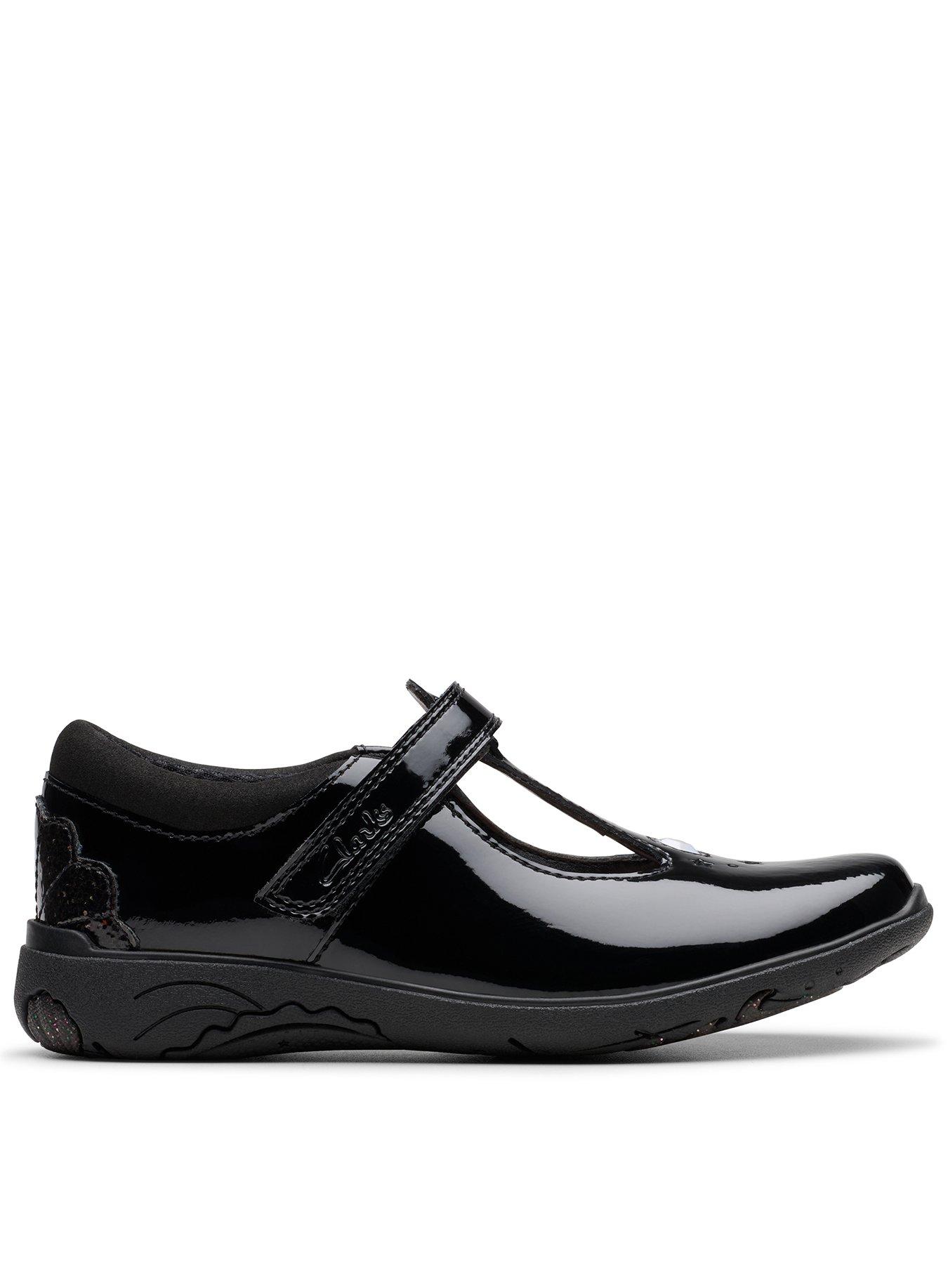 Image of Clarks Kids Relda Gem T-bar Patent Leather School Shoe