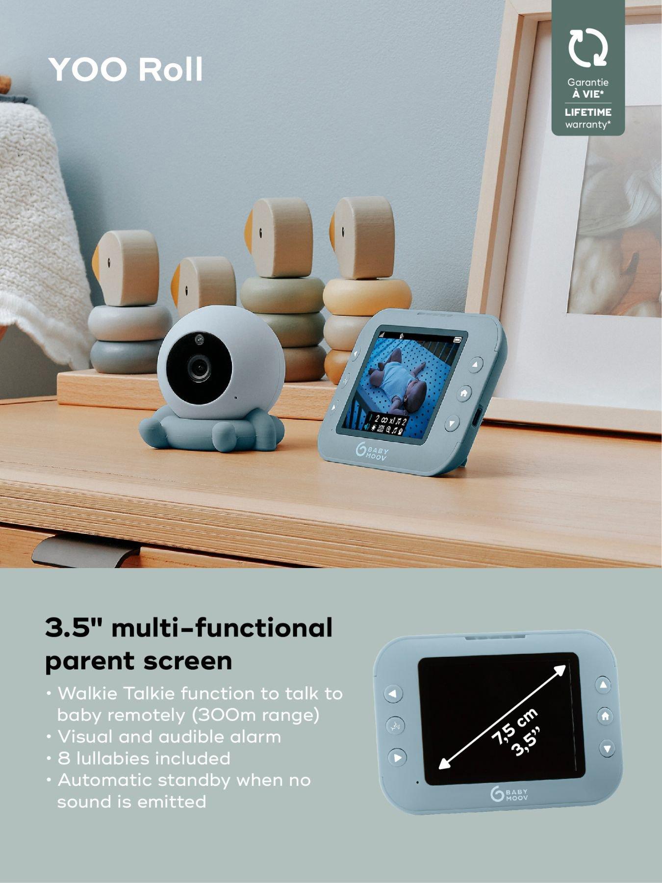 Babymoov Yoo Roll Wire-Free 3.5" Video Baby Monitor- Blue