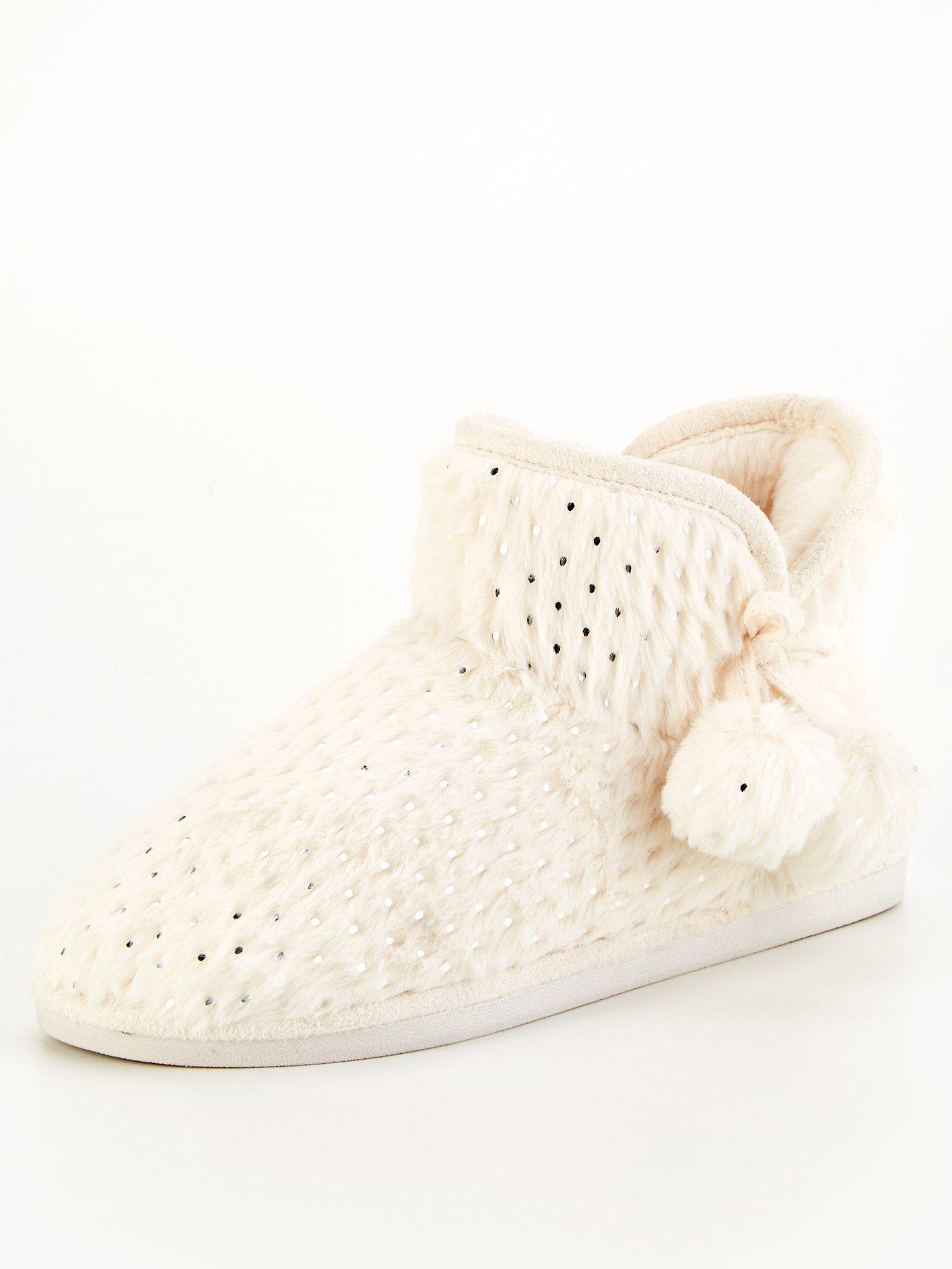 Image 2 of 8 of Everyday Textured Slipper Boot with Poms - Cream