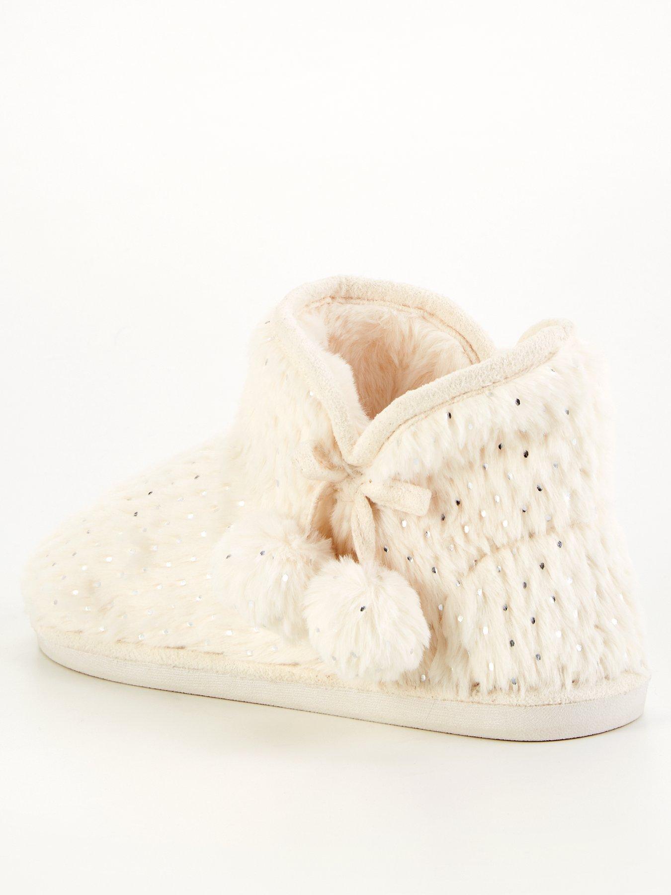 Image 3 of 8 of Everyday Textured Slipper Boot with Poms - Cream