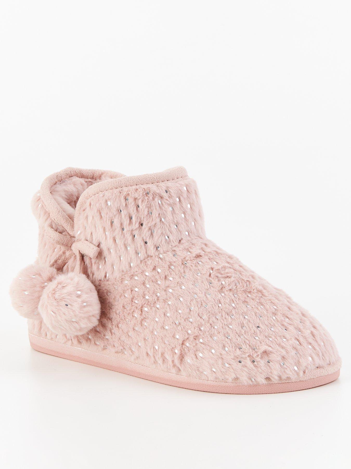 Image 2 of 7 of Everyday Textured Slipper Boot With Poms - Pink