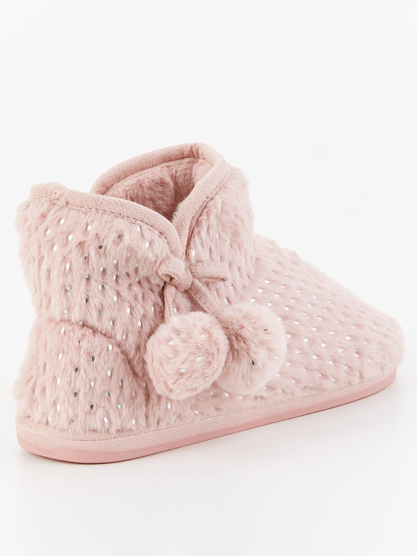 everyday-textured-slipper-boot-with-poms-pinkback