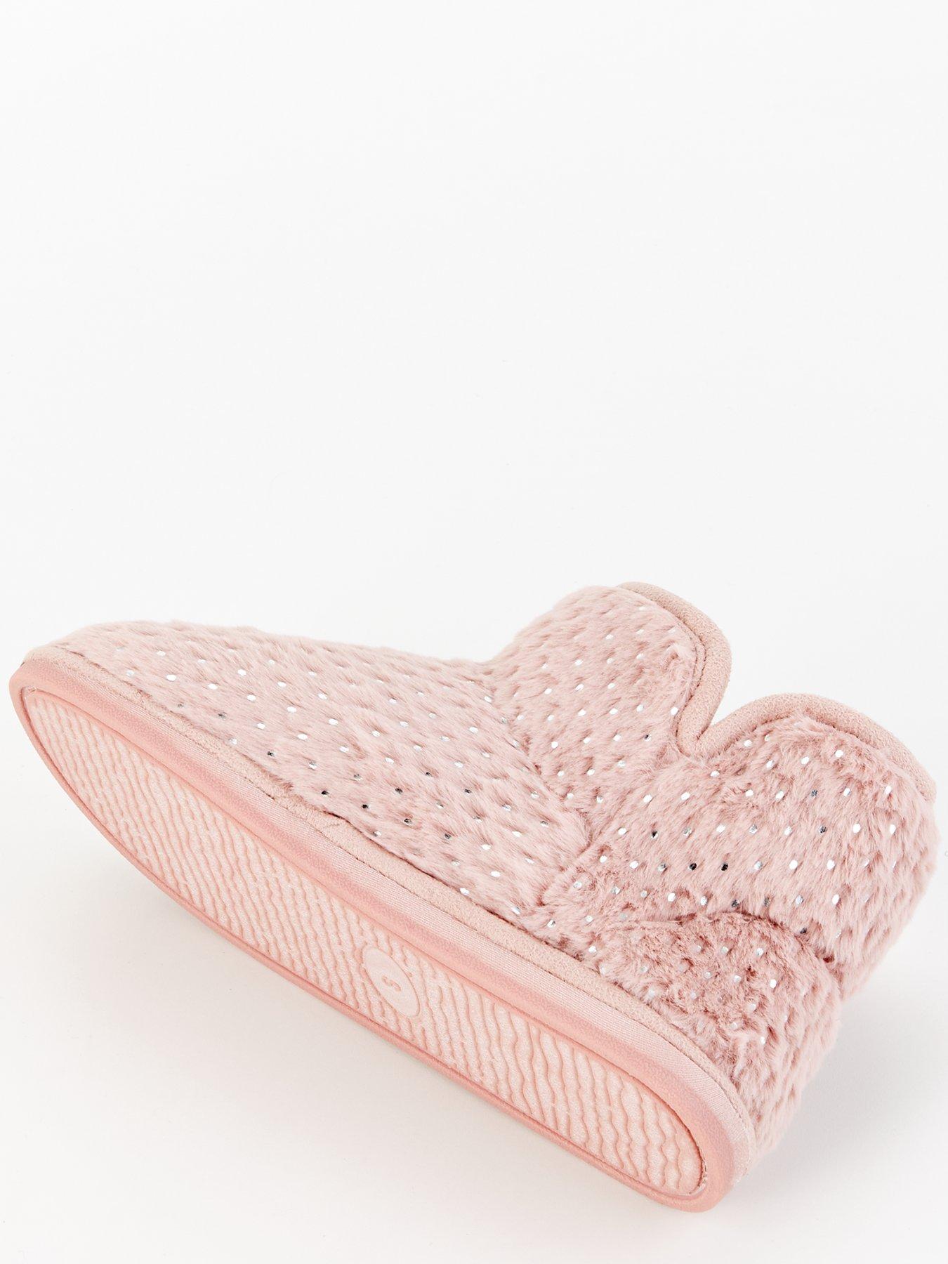 Image 5 of 7 of Everyday Textured Slipper Boot With Poms - Pink
