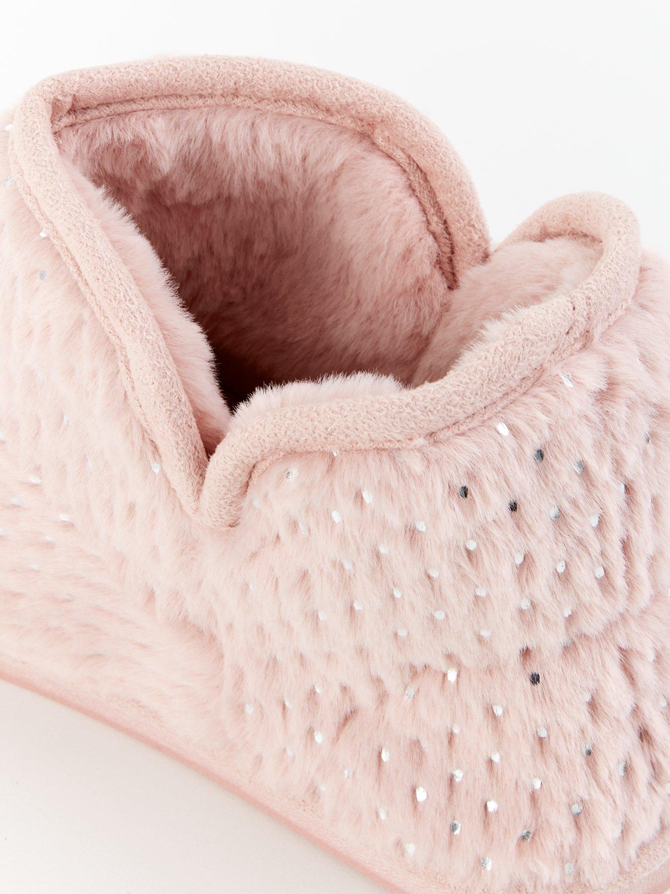Image 7 of 7 of Everyday Textured Slipper Boot With Poms - Pink
