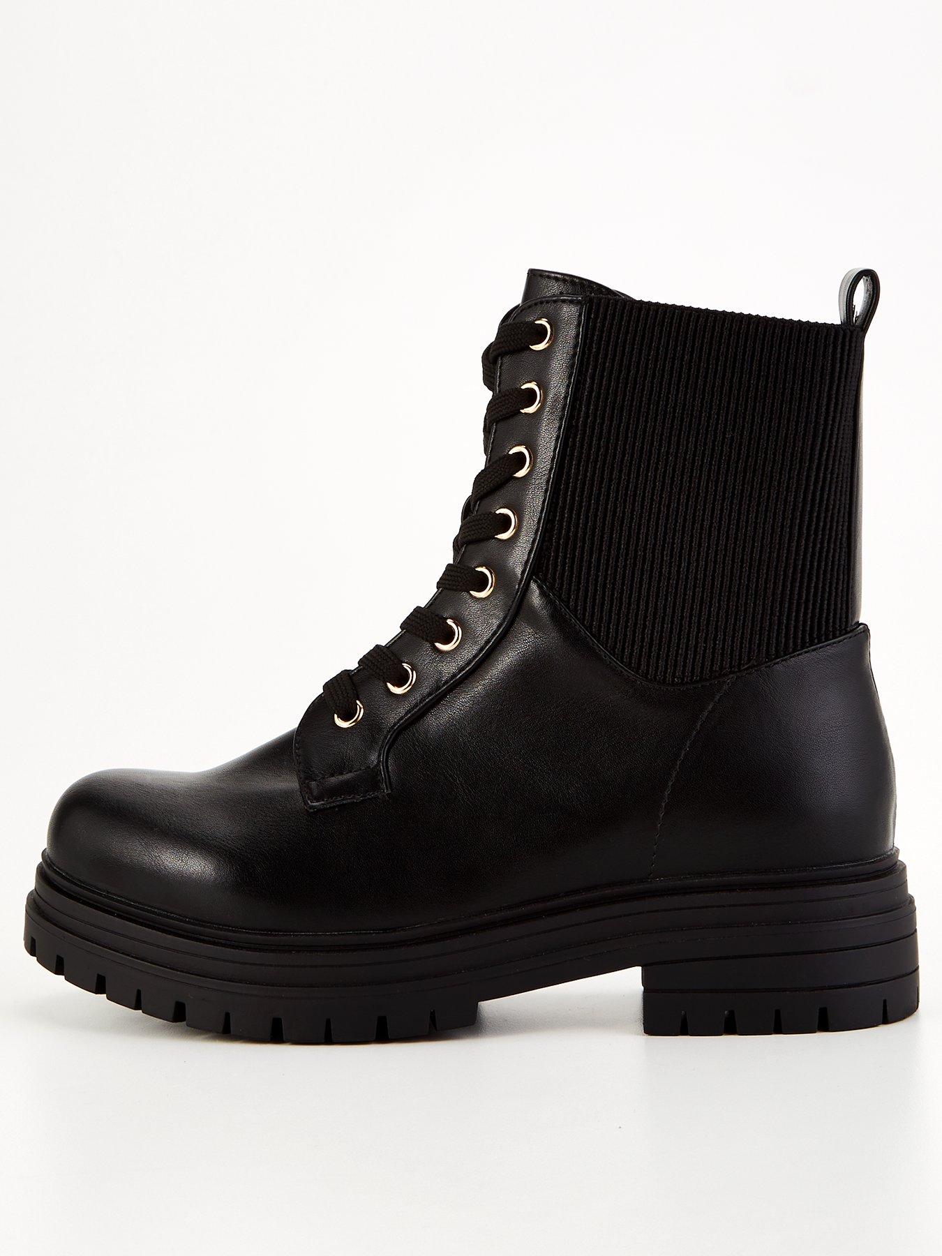 V by Very Extra Wide Fit Lace Up Boot Black Very Ireland