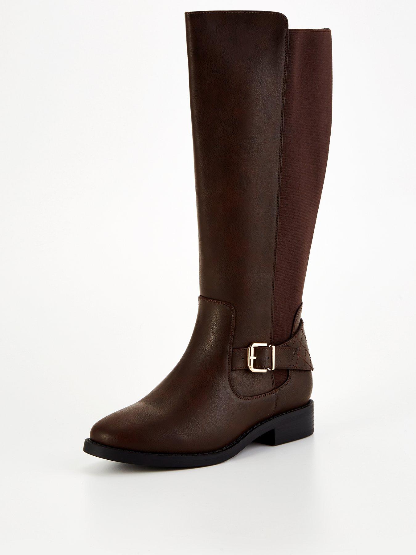 everyday-extra-wide-fit-knee-high-boot-with-elastic-panel-brownstillFront