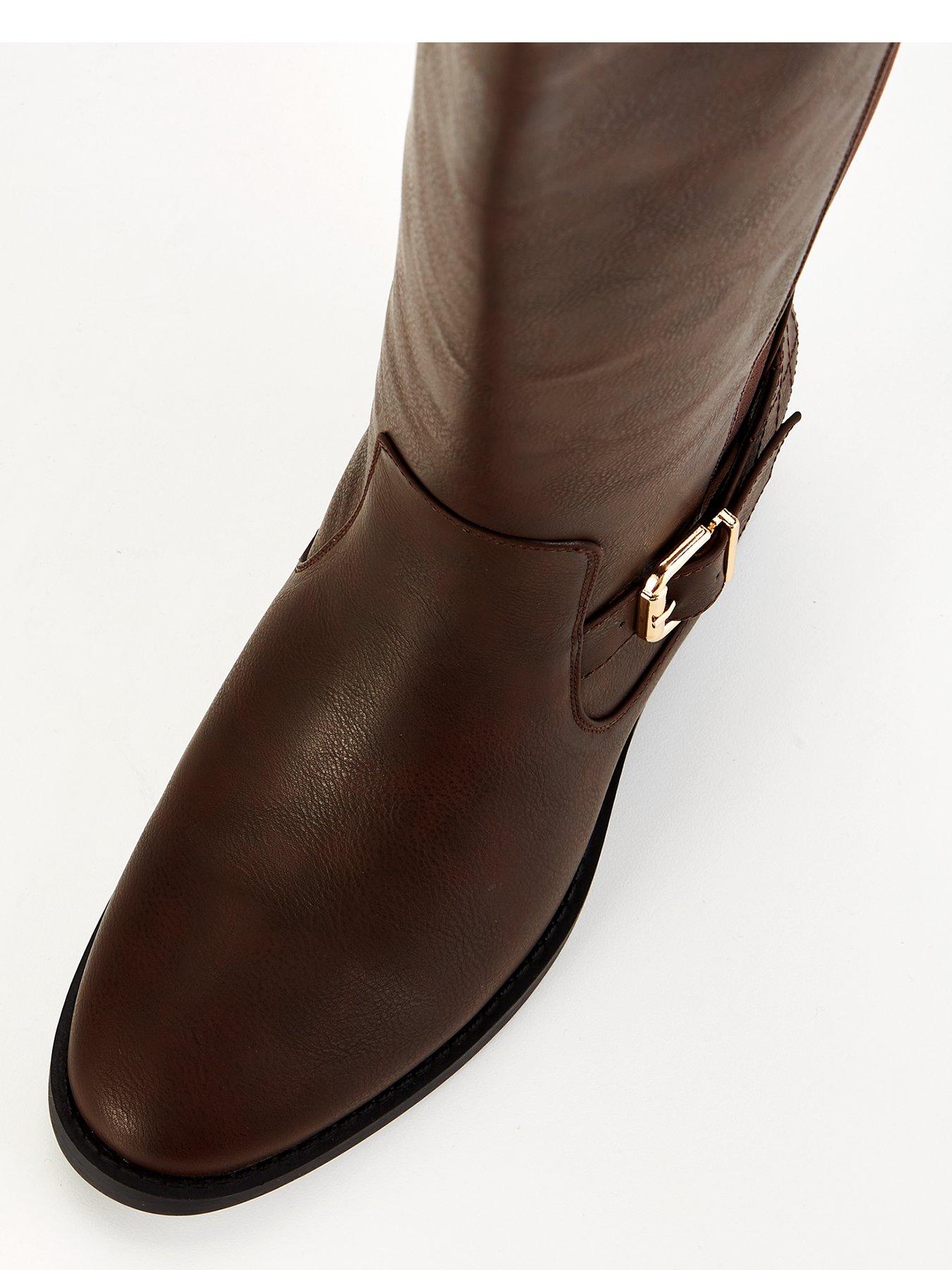 everyday-extra-wide-fit-knee-high-boot-with-elastic-panel-brownoutfit