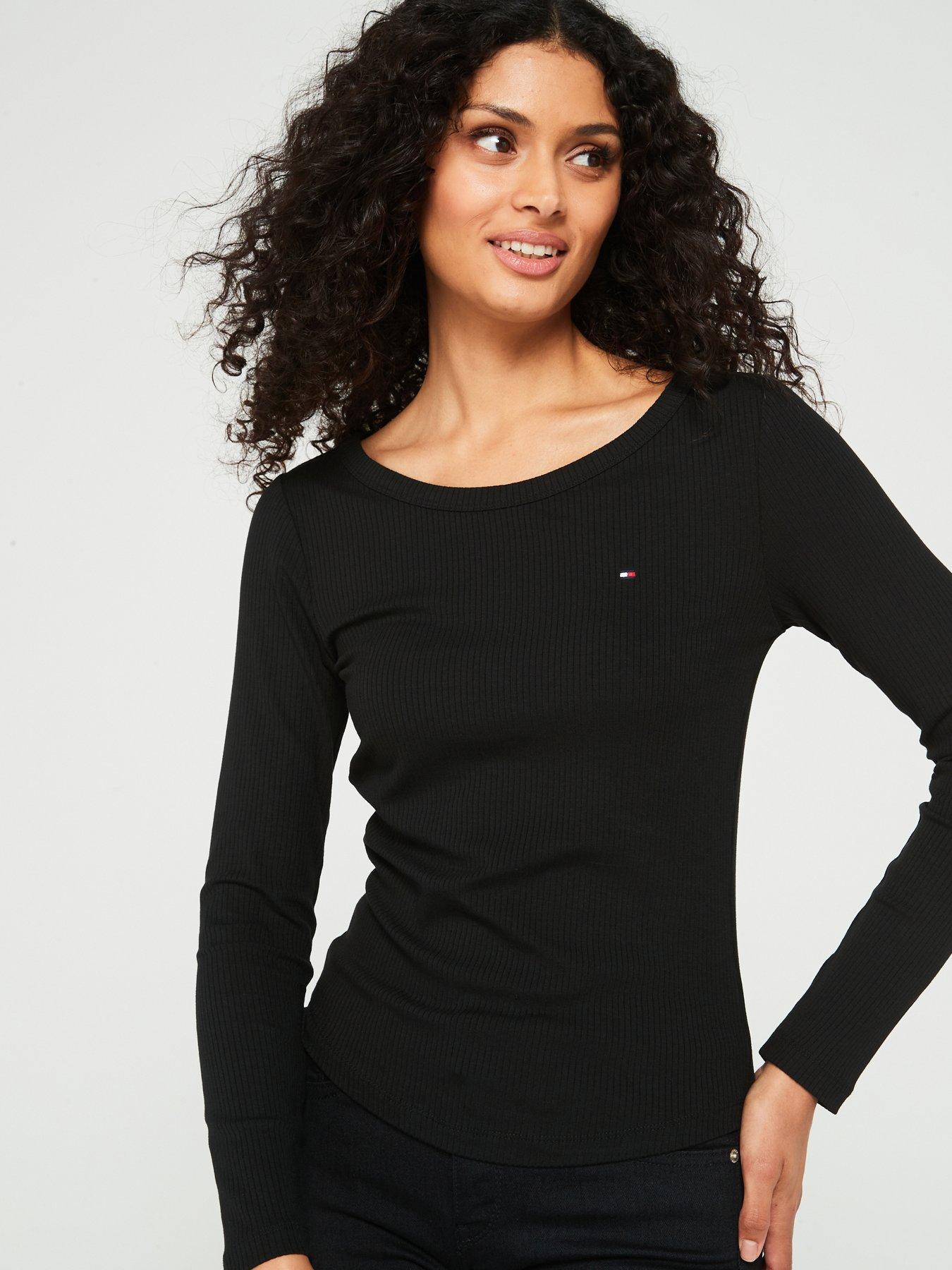 tommy-hilfiger-slim-long-sleeve-top-black